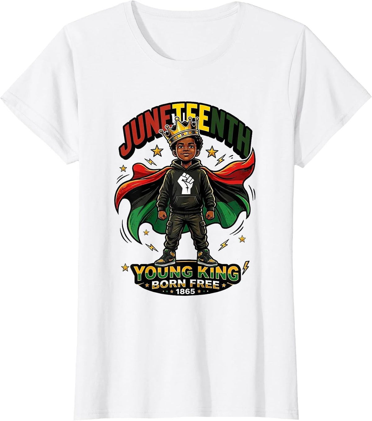 Juneteenth Young King 1865 Boys Black Heritage Kid T-Shirt - White
