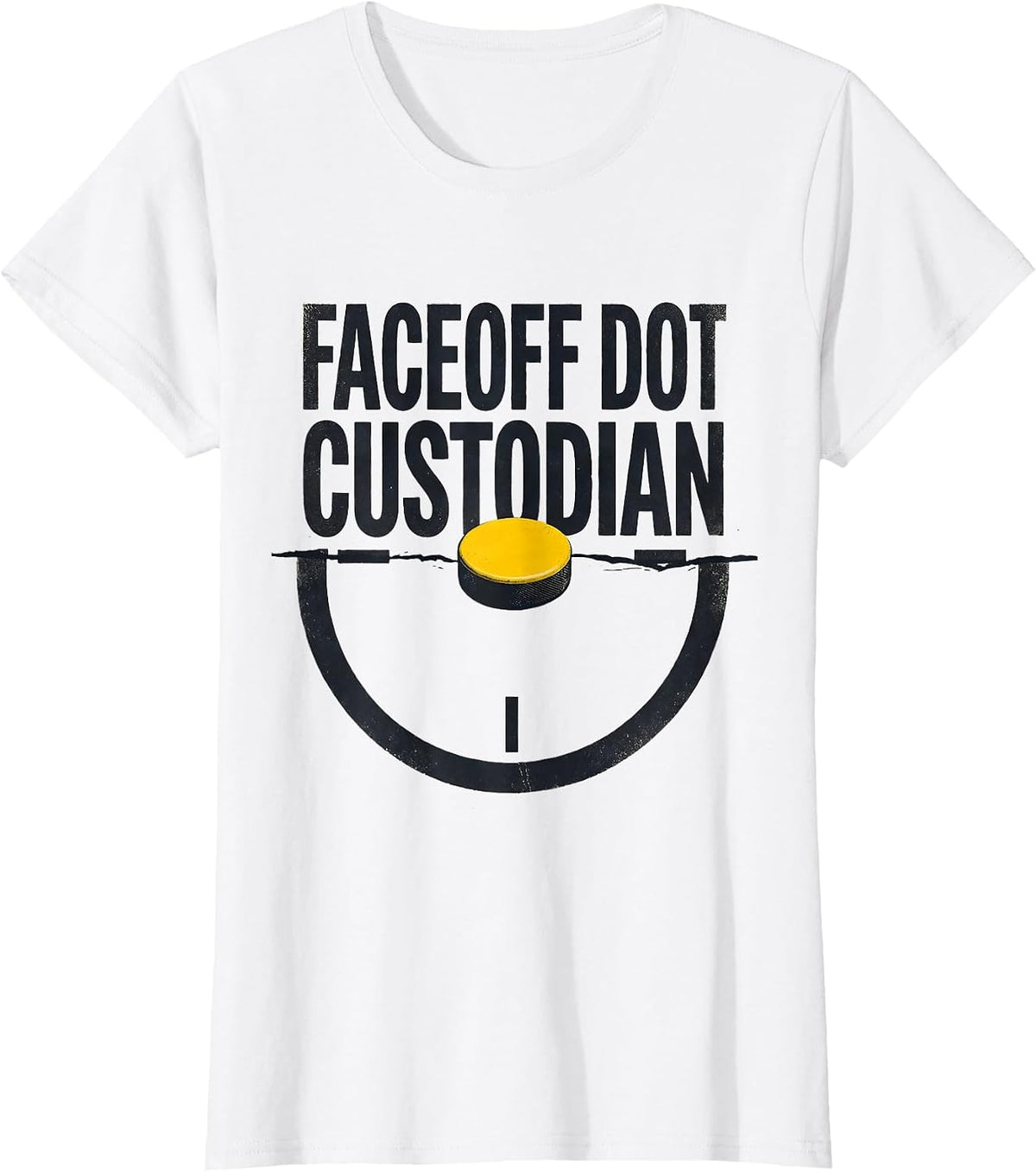 Faceoff Dot Custodian Funny Ice Hockey Player Gift T-Shirt - White