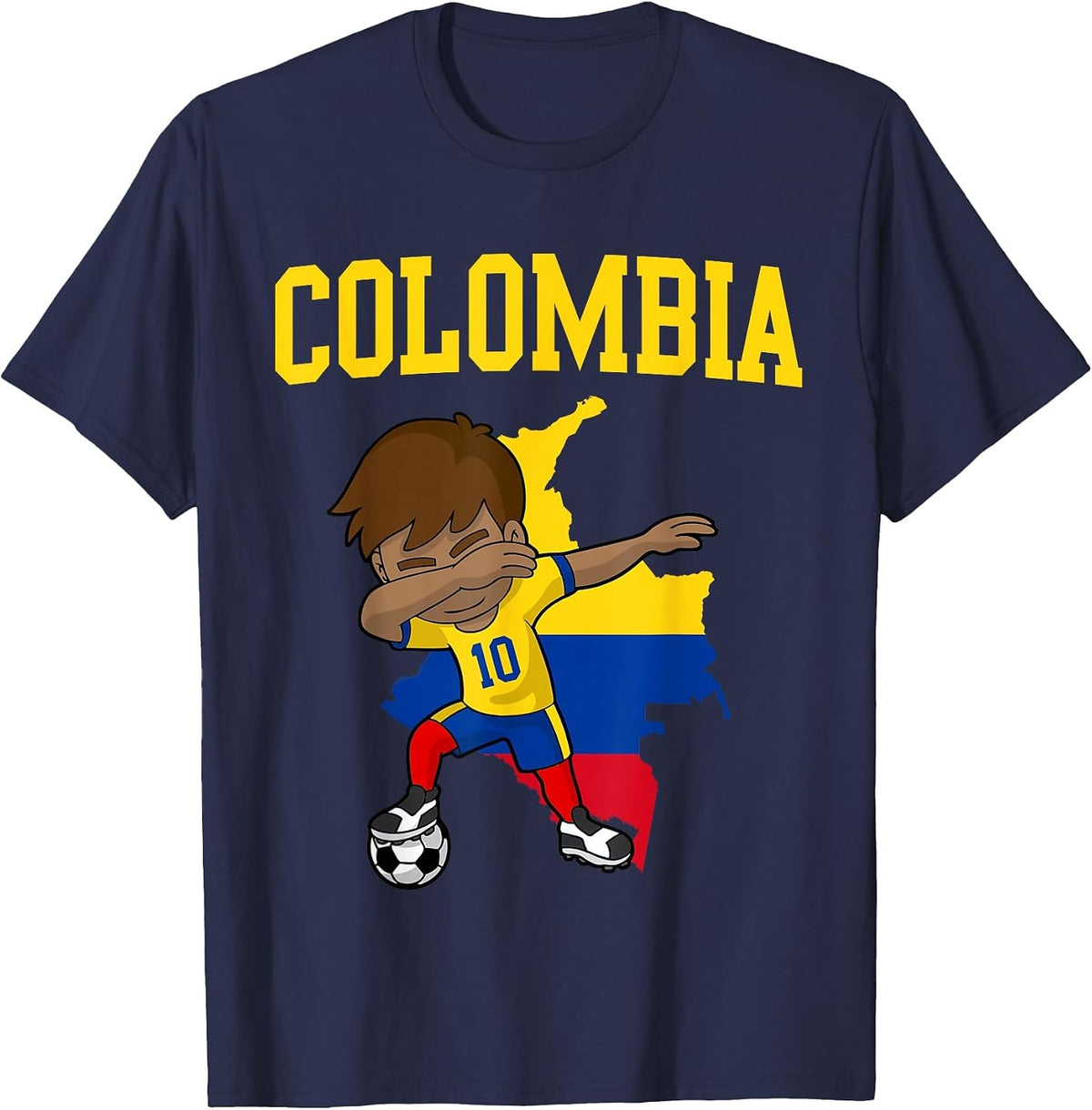 Colombia Soccer Colombian Football Dabbing T-Shirt - Navy Blue