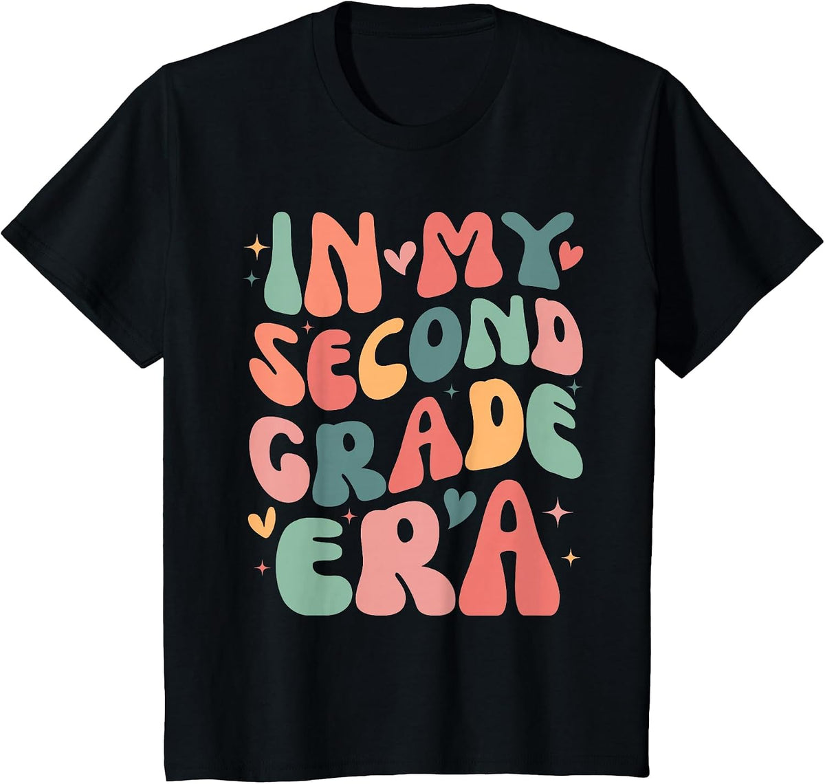 Back to School in My Second Grade Era Groovy Teachers Kids T-Shirt - Black