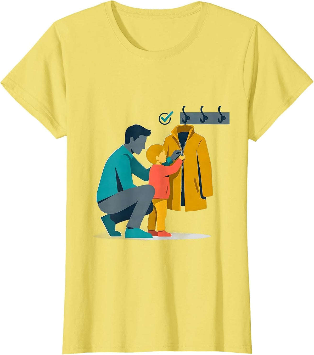 Women's Para Coach Child Mentor Appreciation Flat Vector T-Shirt - Lemon Yellow