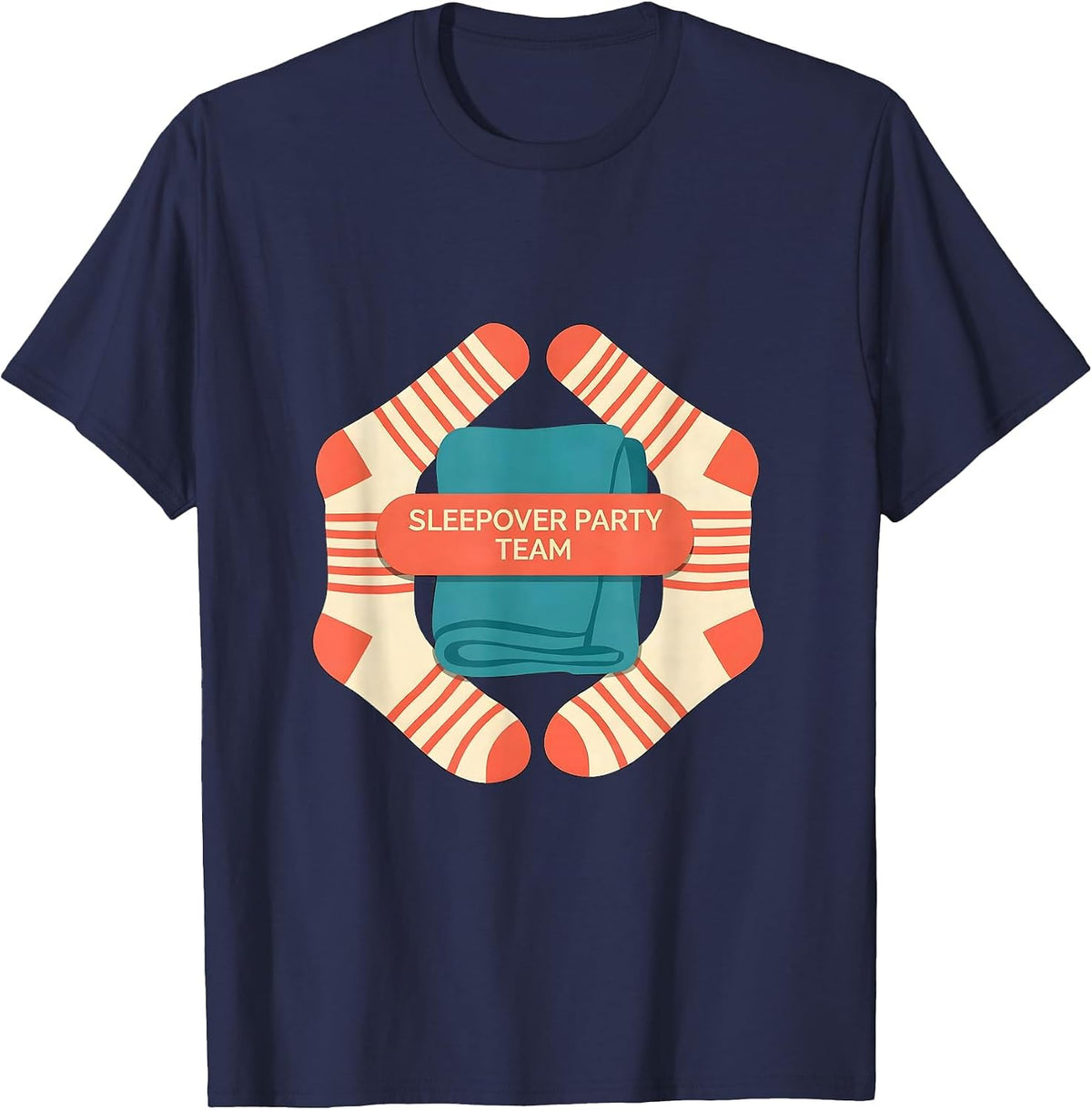 Sleepover Party Team Cute Matching Slumber Squad BFF T-Shirt - Navy Blue