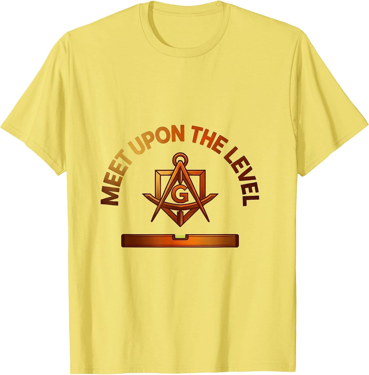 Men's Meet Upon The Level Freemason Square And Compass Fraternal T-Shirt - Lemon Yellow