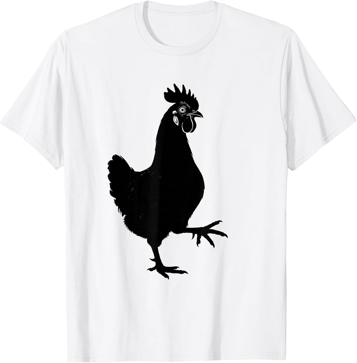 Men's Chicken Silhouette Funny Chicken Lover Farm Animal Humor T-Shirt - White