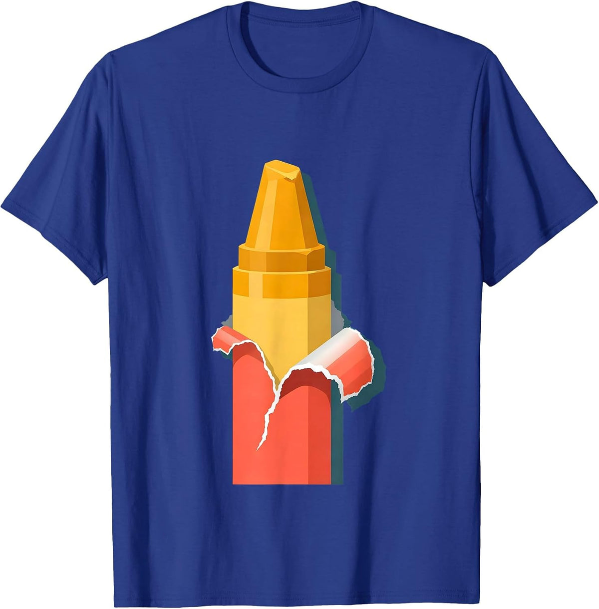 Peeled Crayon Torn Paper Label Graphic T-Shirt - Royal Blue