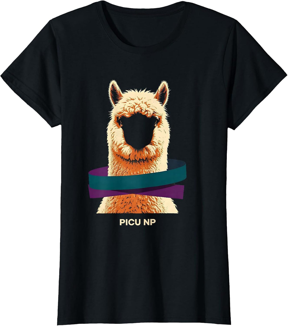Women's PICU NP Cute Baby Alpaca Pediatric Nurse Practitioner NICU T-Shirt - Black