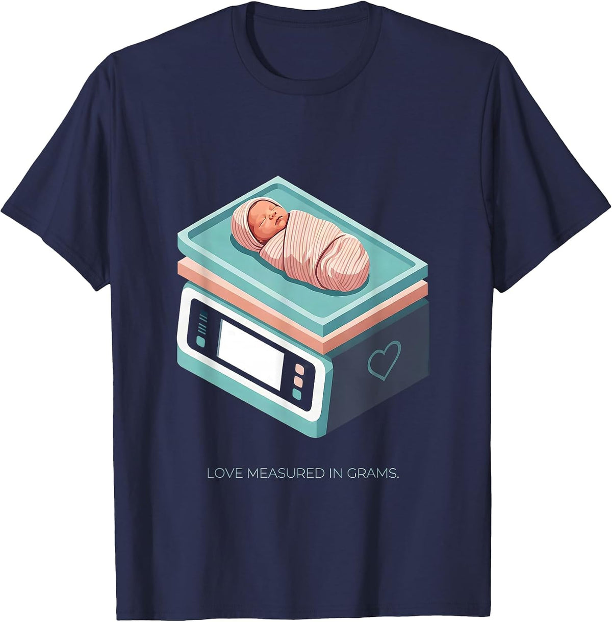 Men's Love Measured In Grams NICU Nurse Design T-Shirt - Navy Blue