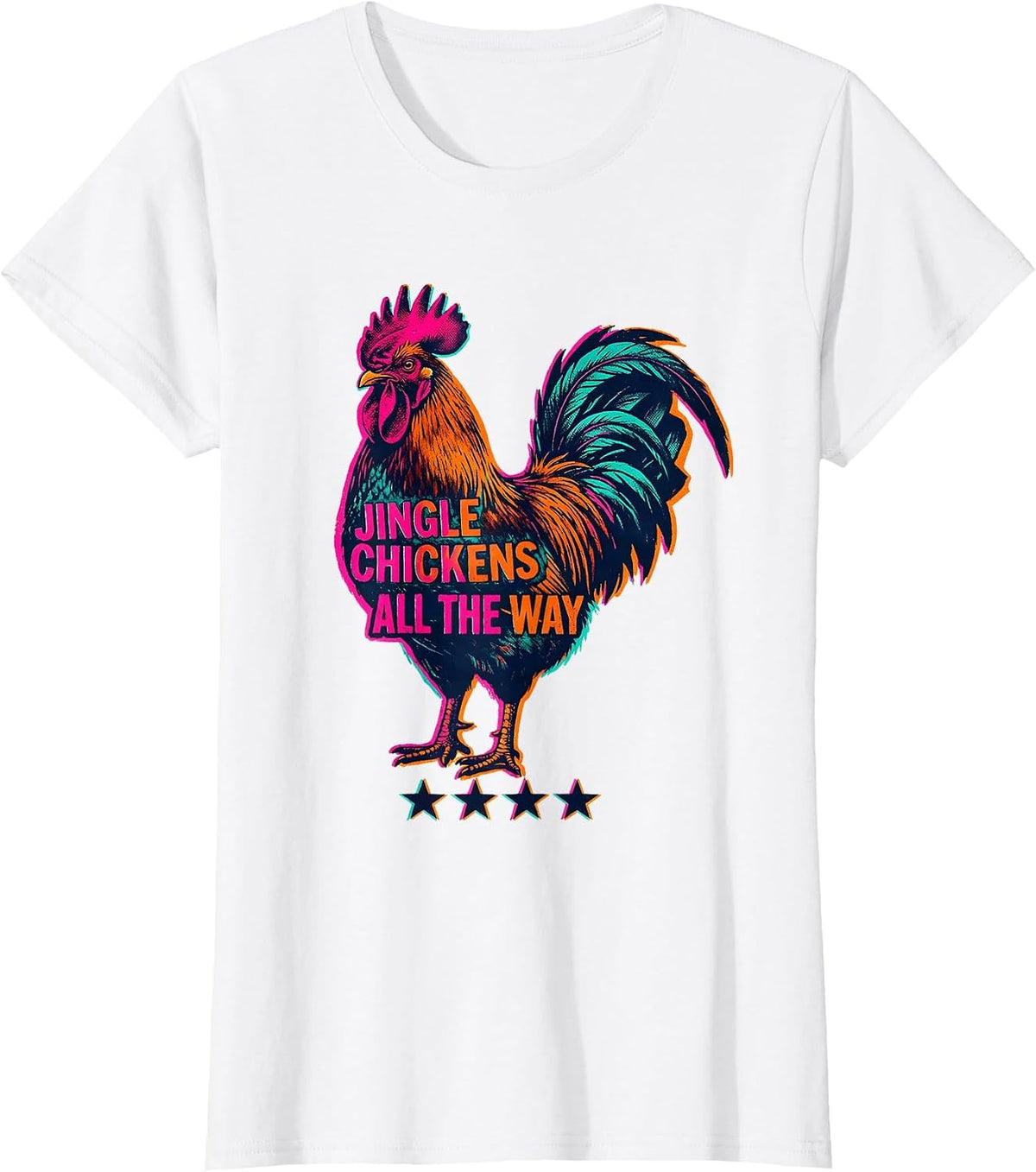 Women's Jingle Chickens All The Way Funny Chicken Lover Christmas T-Shirt - White