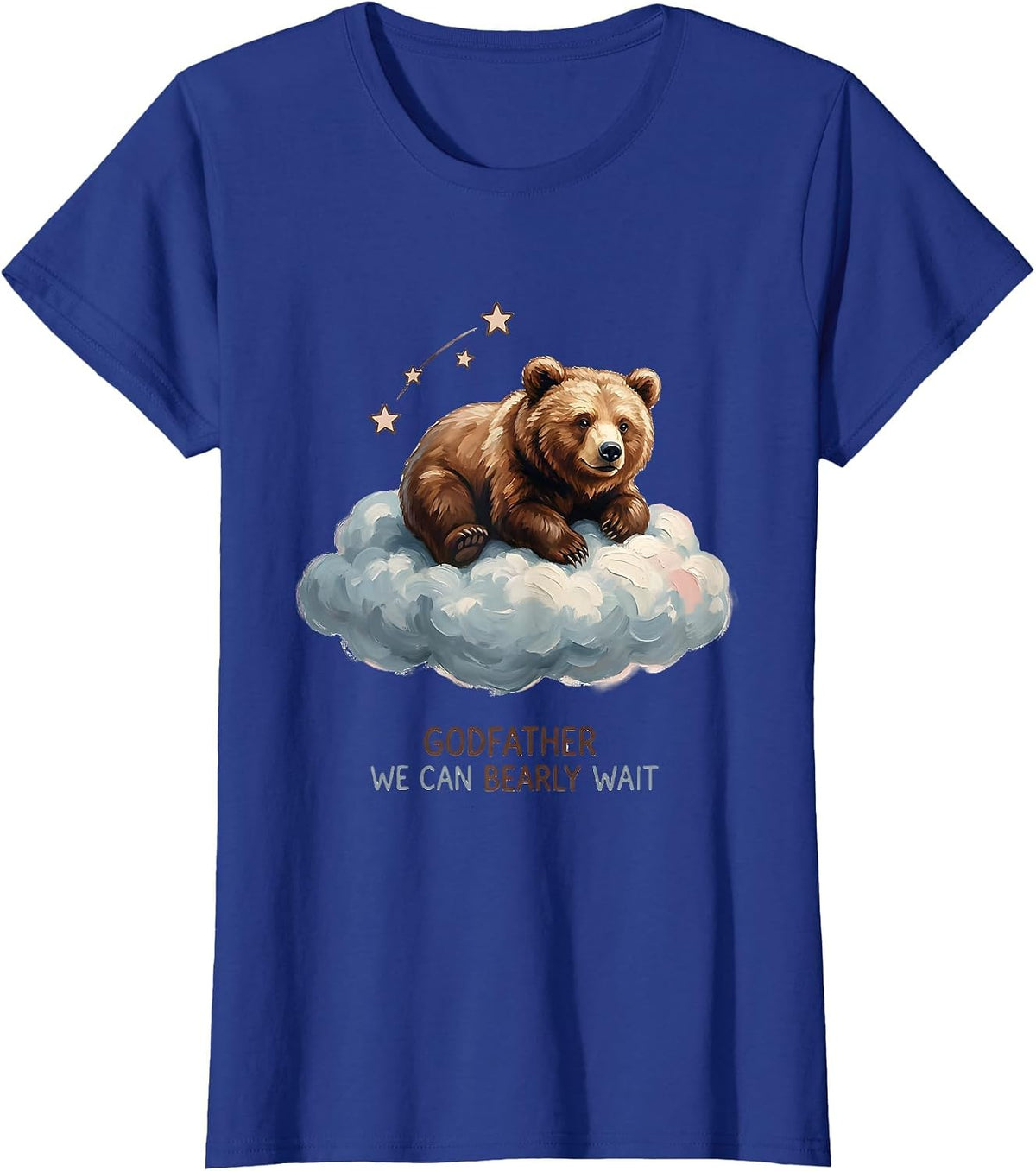 Women's Godfather, We Can Bearly Wait Bear Family Matching Baby T-Shirt - Royal Blue