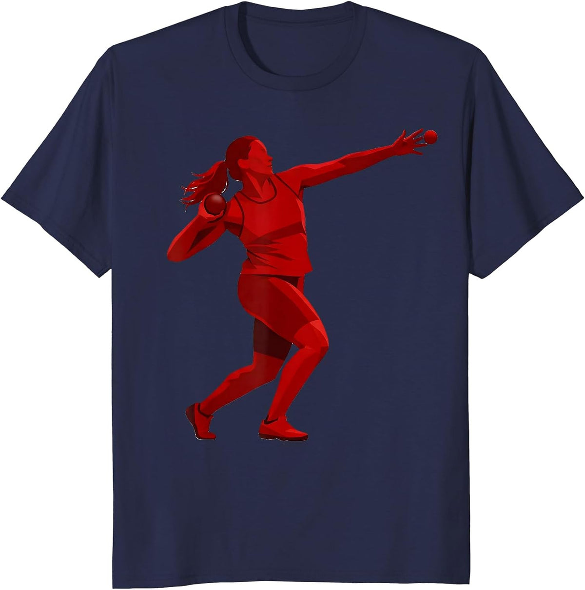Shot Put Athlete Illustration Everyone Watches T-Shirt - Navy Blue