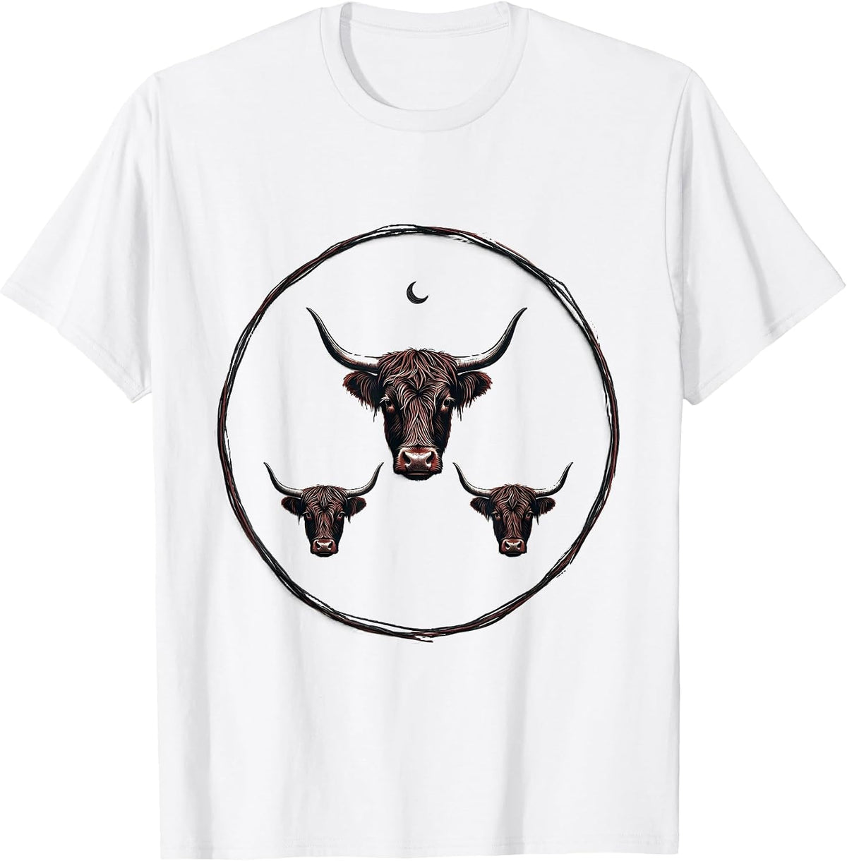 Men's Thin Highland Cow Ring Minimalist Holiday Cow Lover Gift T-Shirt - White
