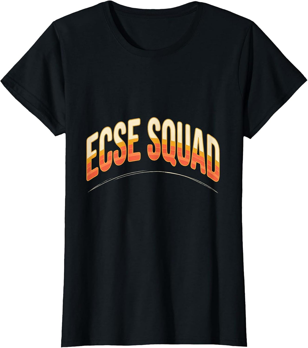 ECSE Squad Retro 70s Back To School Support Staff T-Shirt - Black
