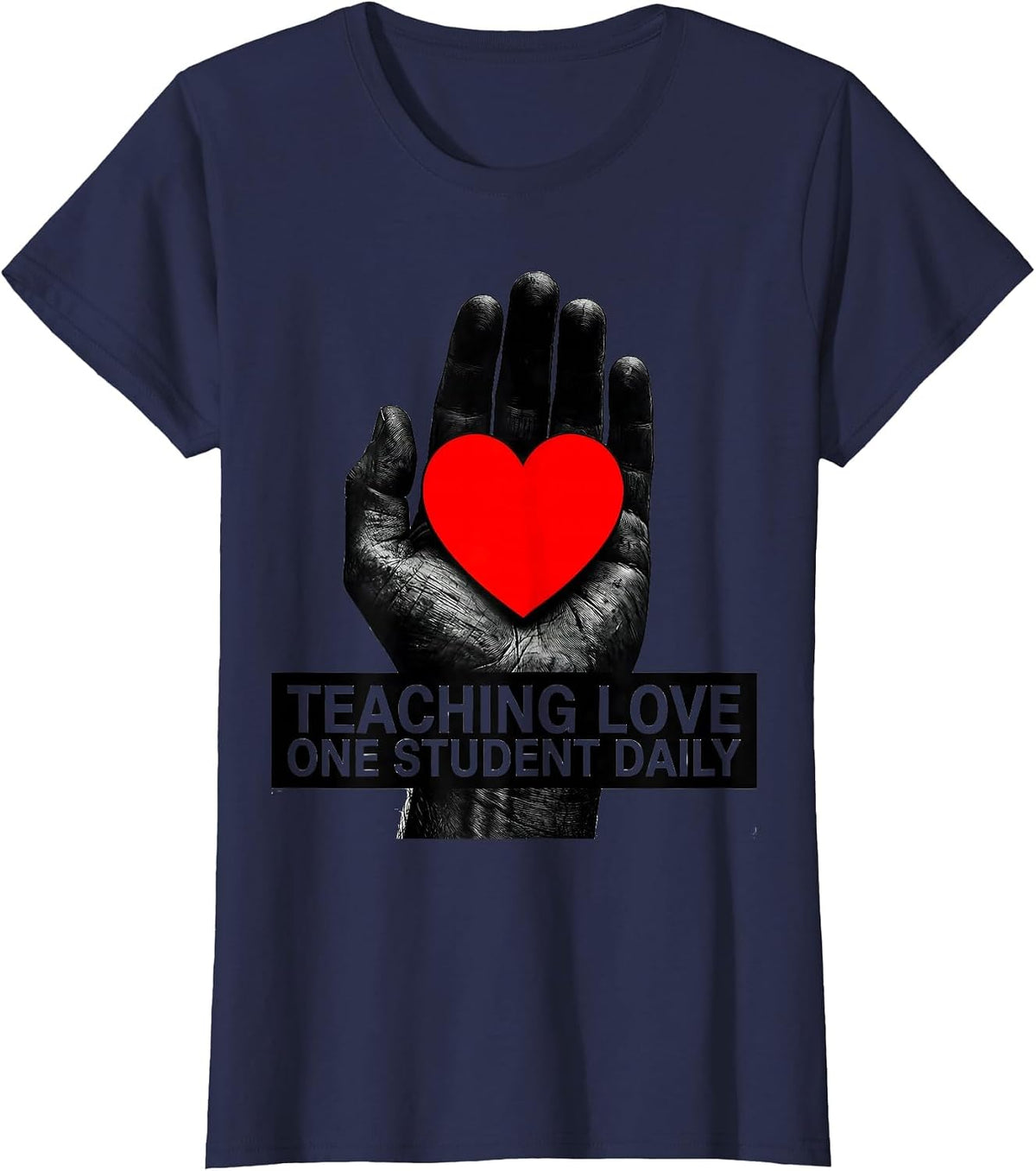 Women's Teaching Love One Student Daily Special Ed Design T-Shirt - Navy Blue