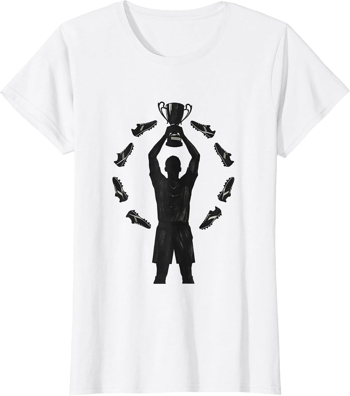 Soccer Dad Trophy Illustration Graphic Tee T-Shirt - White