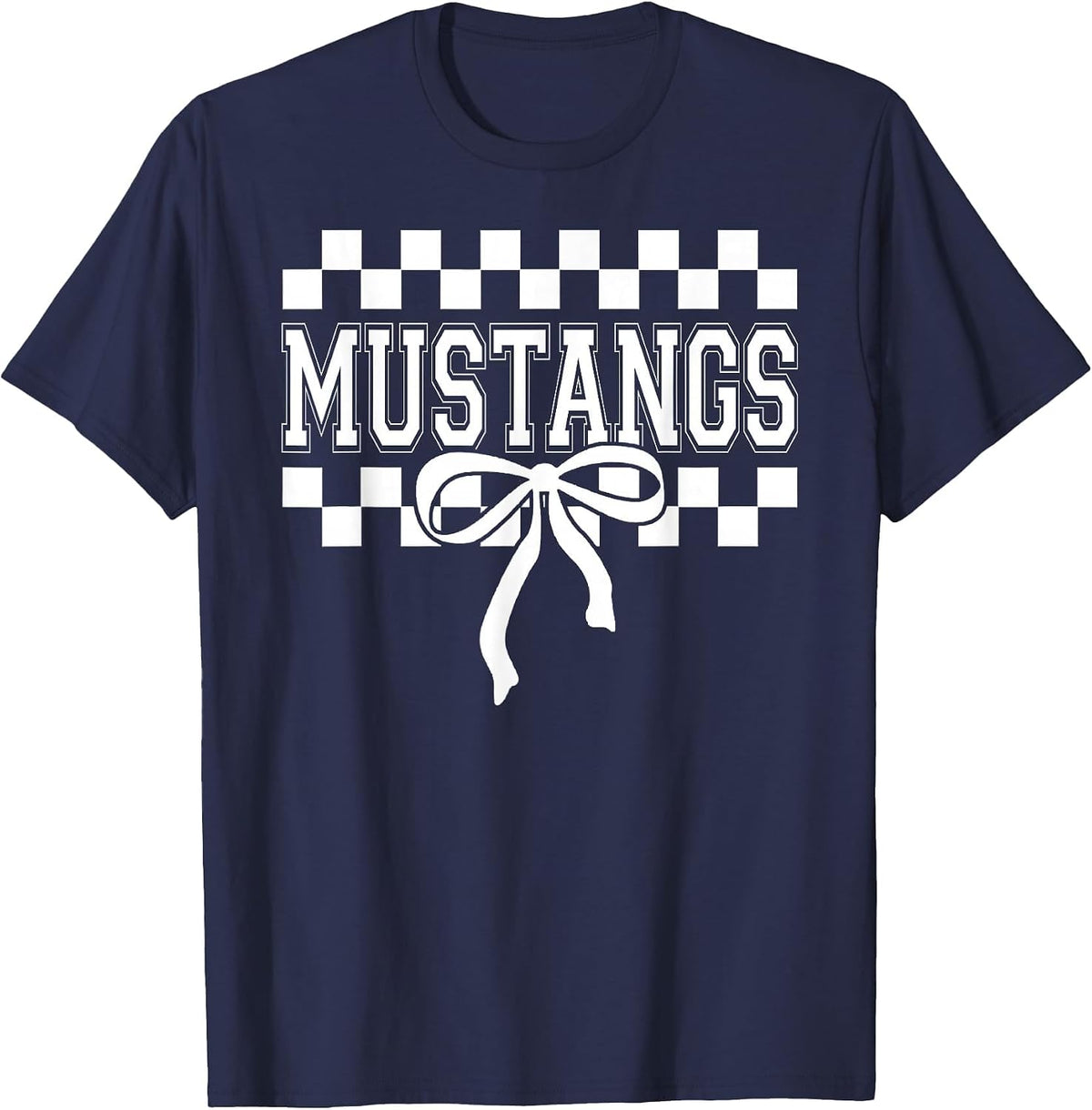 Mustangs High School Spirit Fan Team Mustang Back to School T-Shirt - Navy Blue