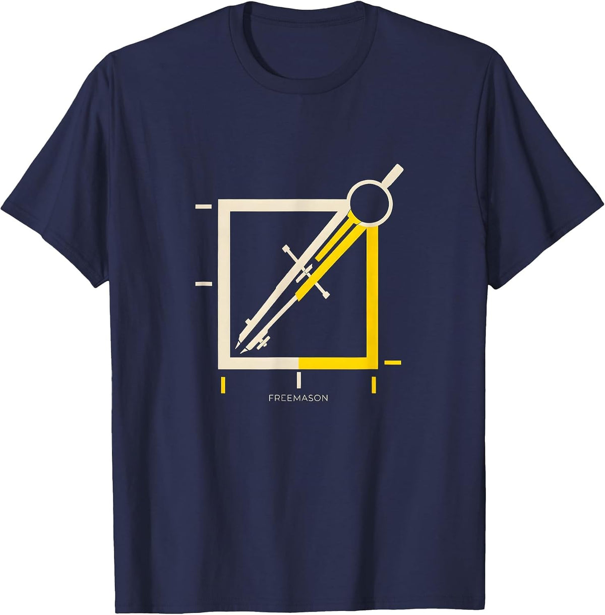 Freemason Minimalist Square And Compass Fraternal Pride T-Shirt - Navy Blue