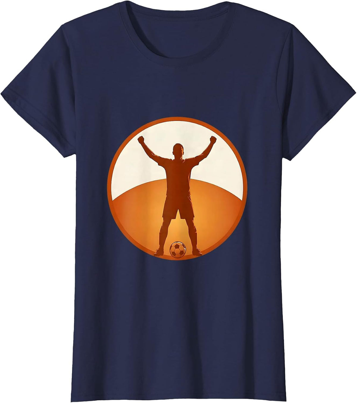 Women's Soccer Dad Cheering at Sunset Graphic Tee T-Shirt - Navy Blue