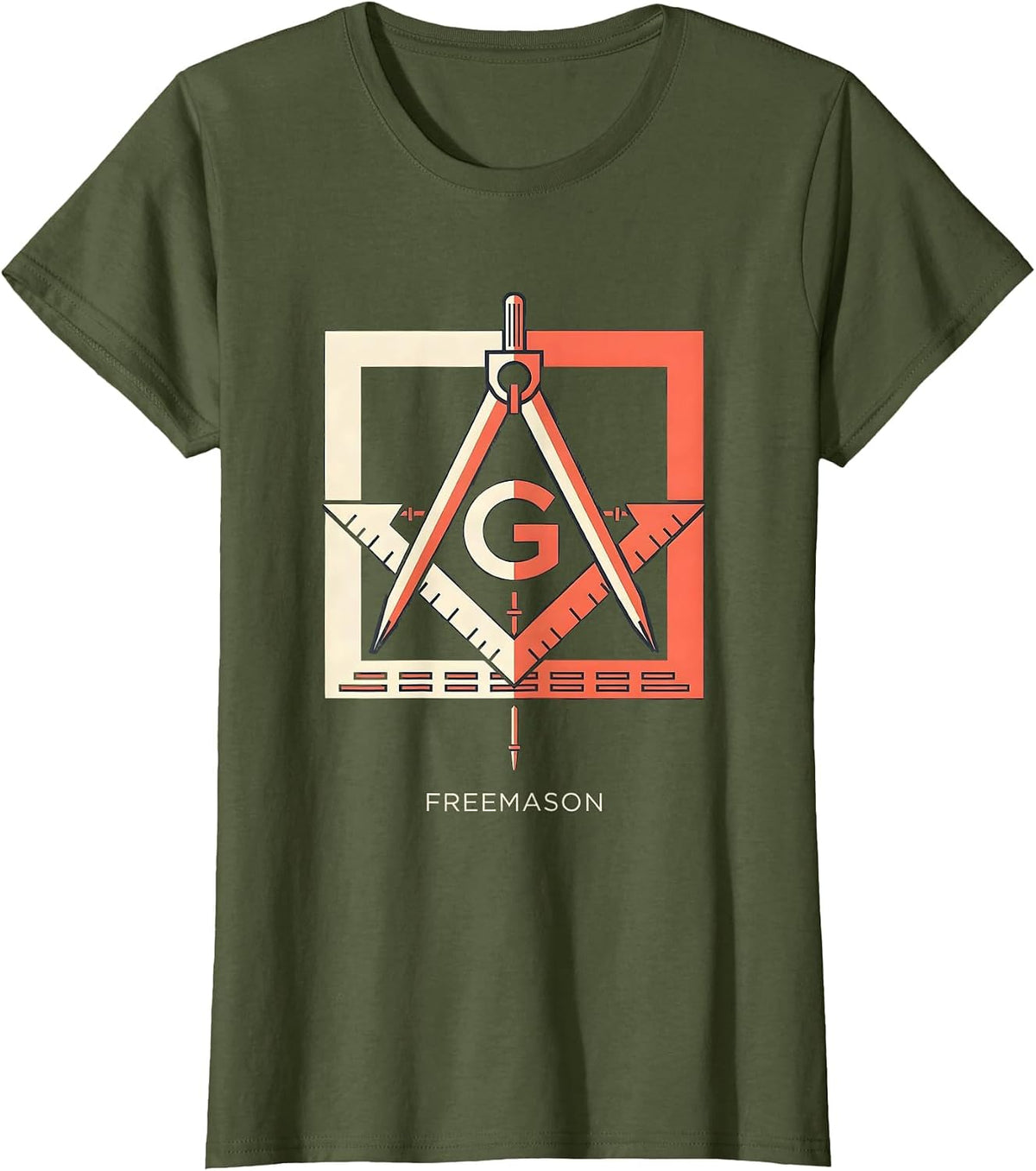 Women's Freemason Square and Compass Fraternal Pride Masonic T-Shirt - Olive Green