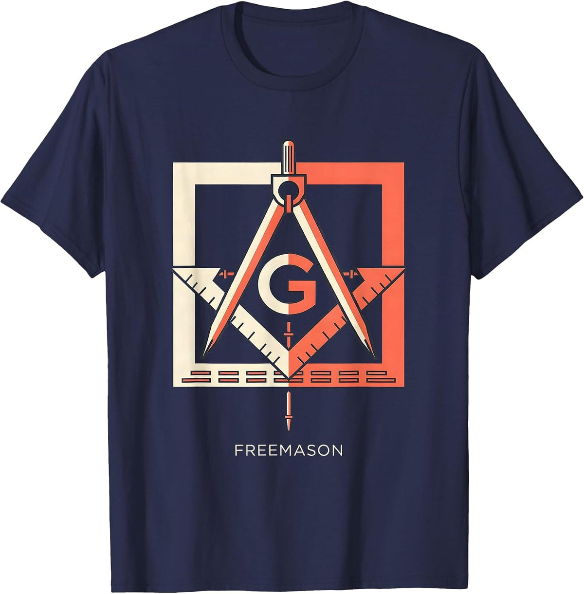 Men's Freemason Square and Compass Fraternal Pride Masonic T-Shirt - Navy Blue