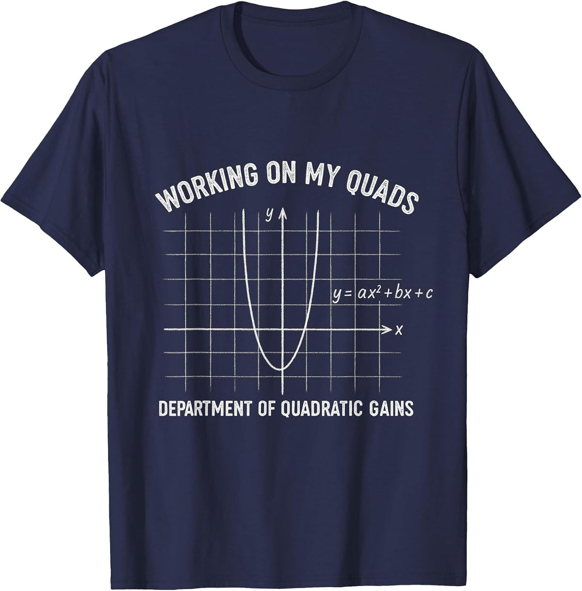 Working On My Quads Funny Algebra Math Gym Teacher T-Shirt - Navy Blue