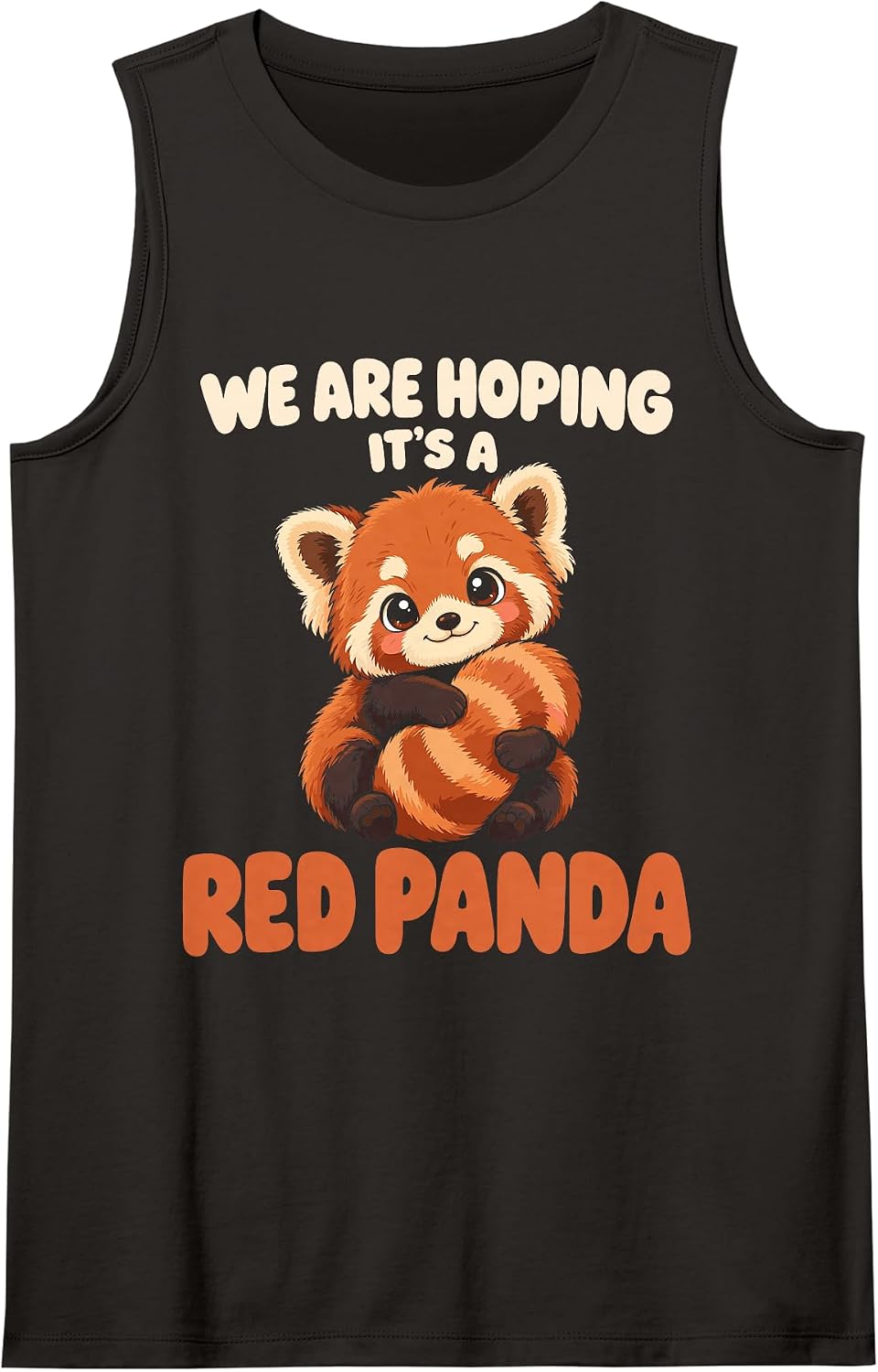 Women's Pregnancy Announcement - Red Panda Sleeveless Tank Top - As Pictured