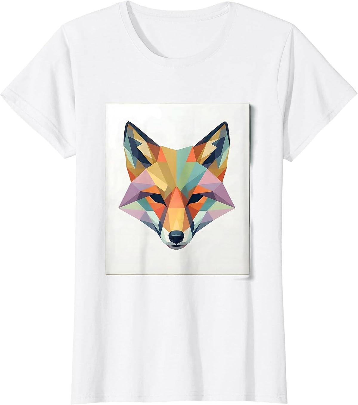 Geometric Fox Autism Awareness Multicolor Triangle Art T-Shirt - White