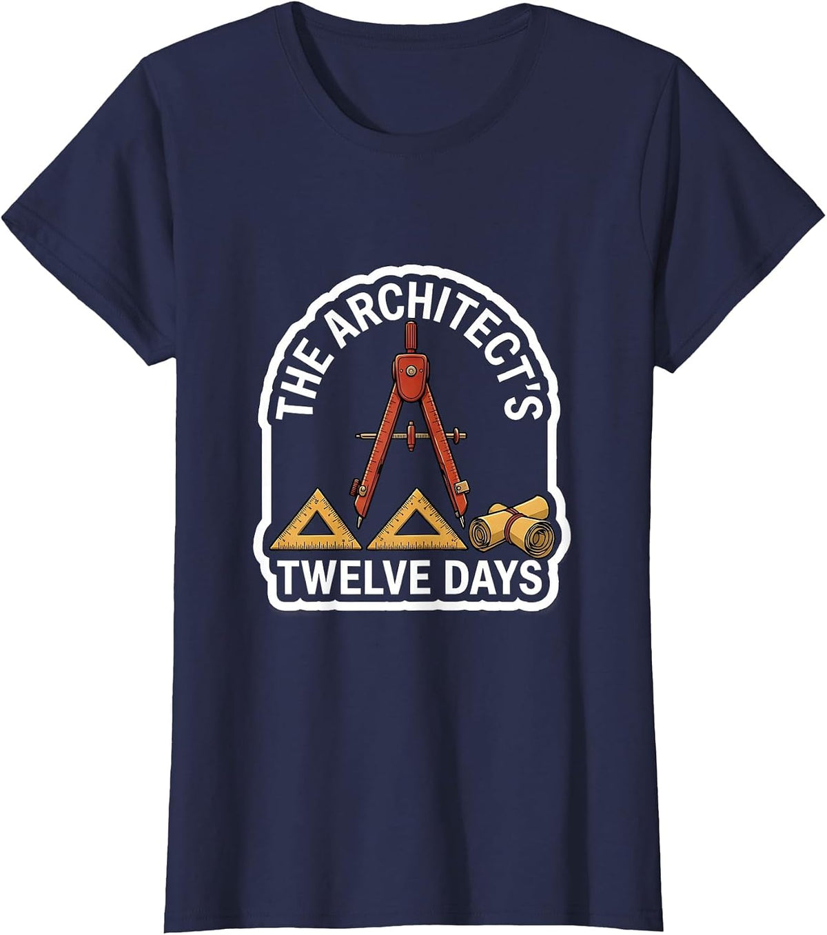 Women's The Architect's Twelve Days Funny Architect Christmas Carol T-Shirt - Navy Blue