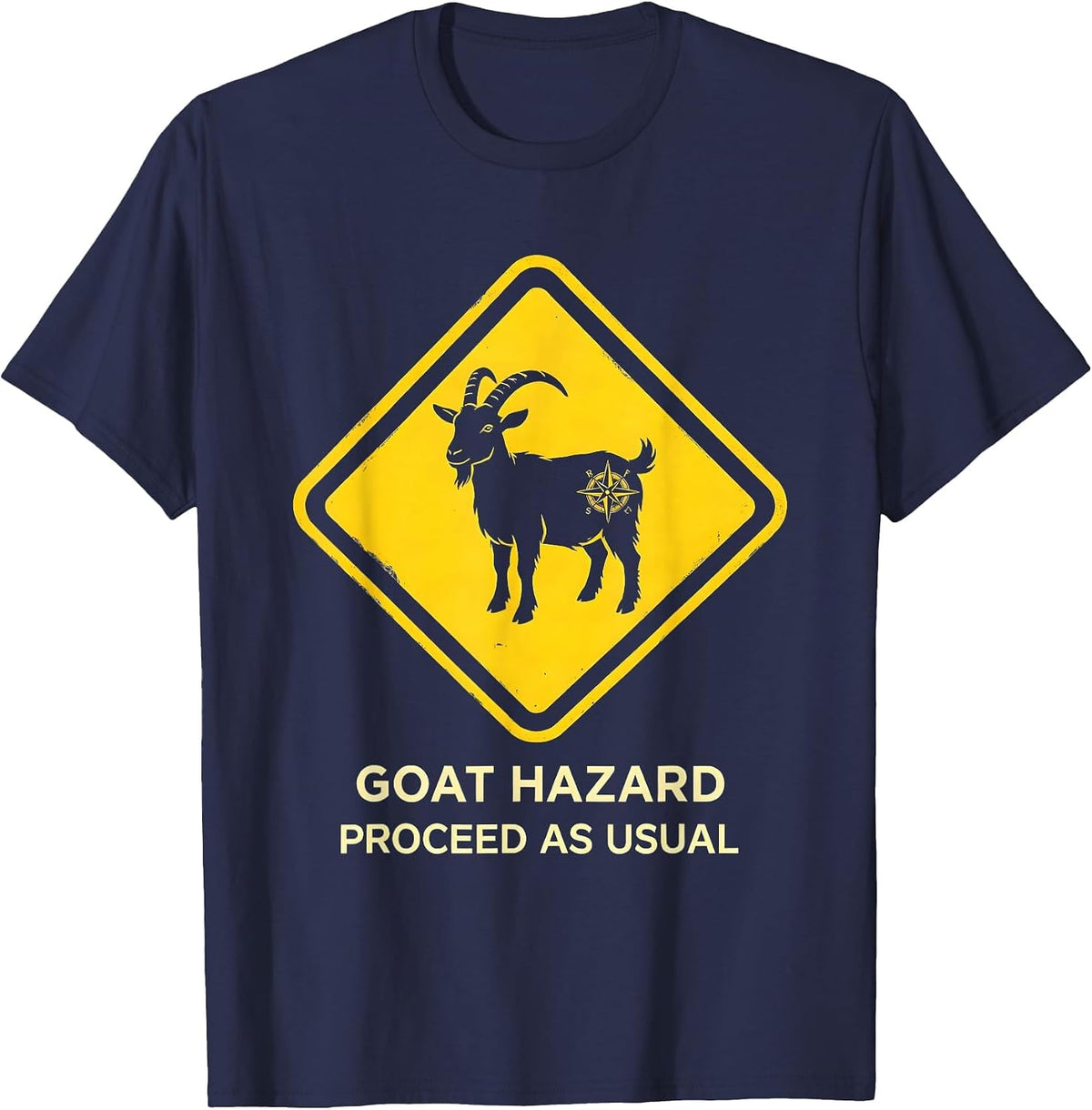 Men's Goat Hazard Proceed As Usual Freemason Square And Compass T-Shirt - Navy Blue
