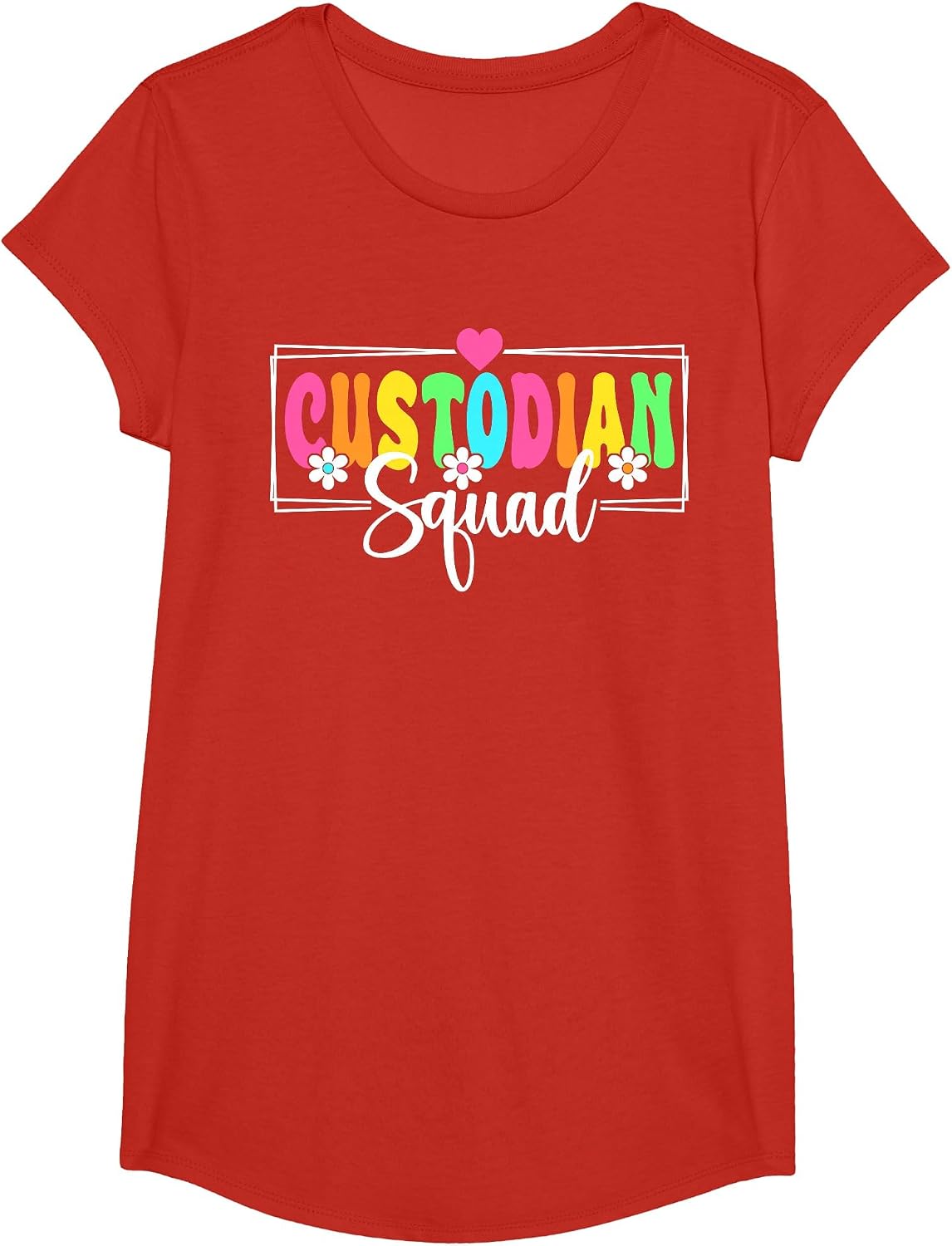 Custodian Squad Back to School Teachers Students T-Shirt - Girls Red