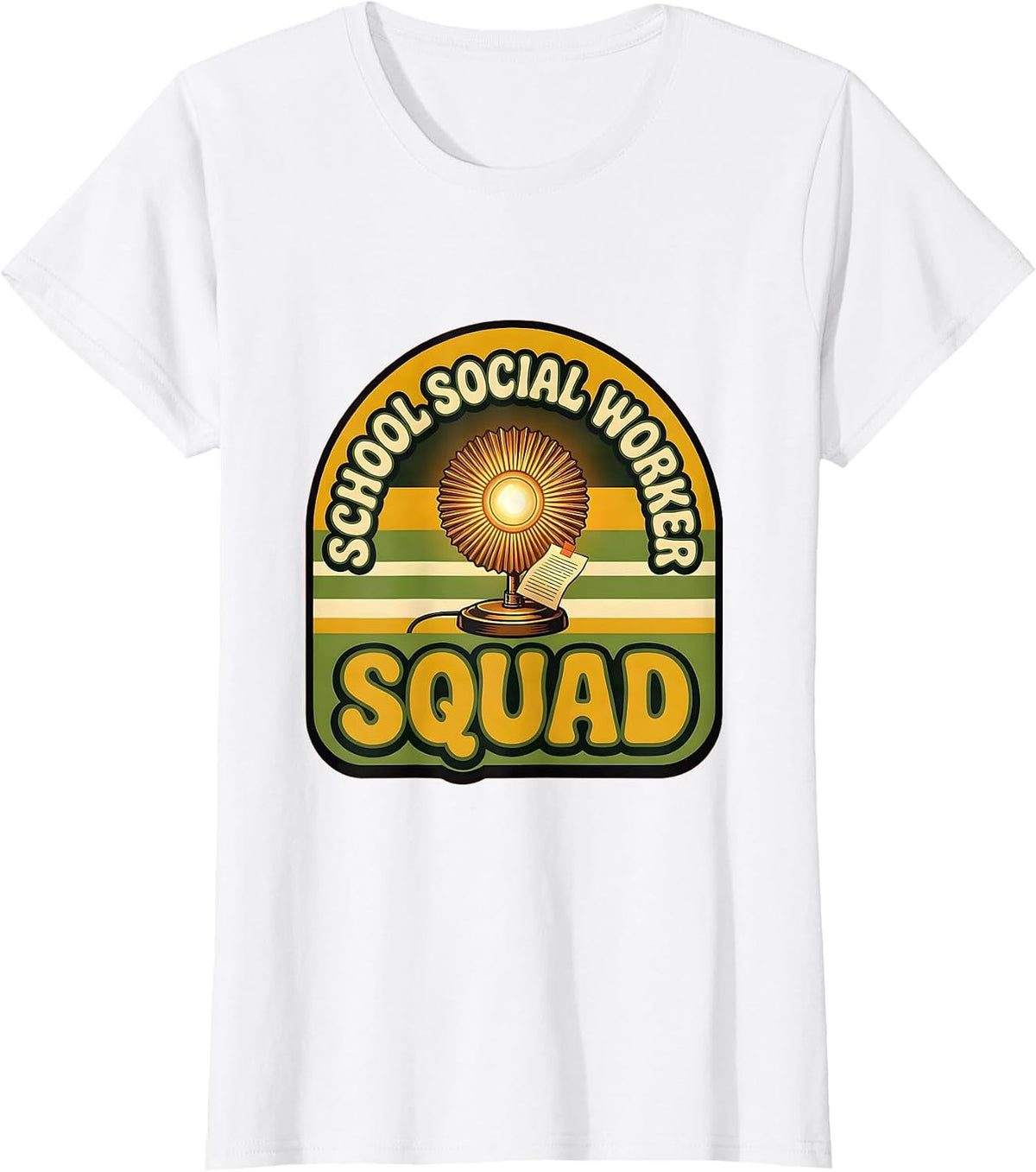 School Social Worker Squad Retro 70s Counselor Support Staff T-Shirt - White