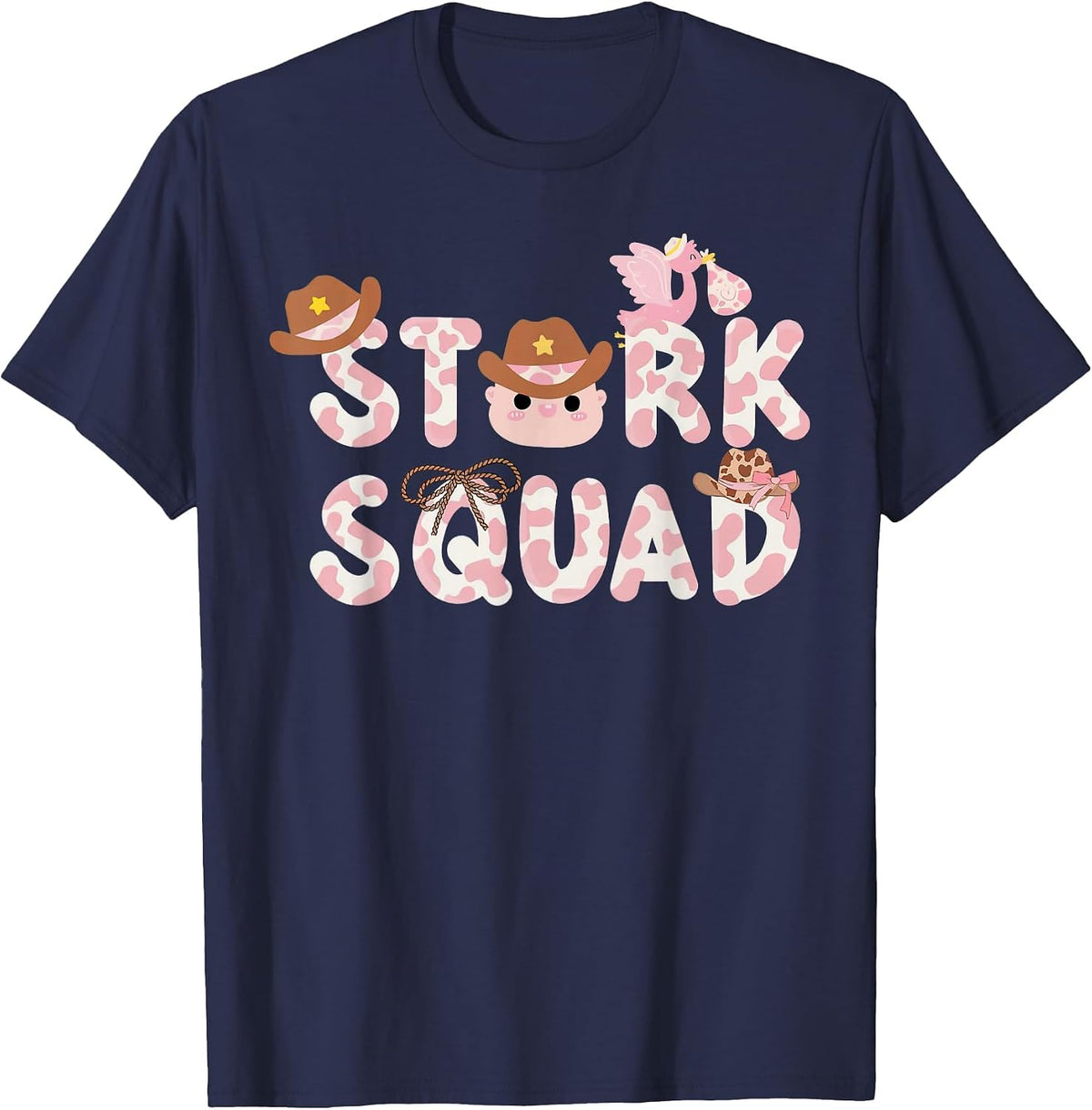Western Labor and Delivery Nurse Stork Squad Nurse Week T-Shirt - Navy Blue