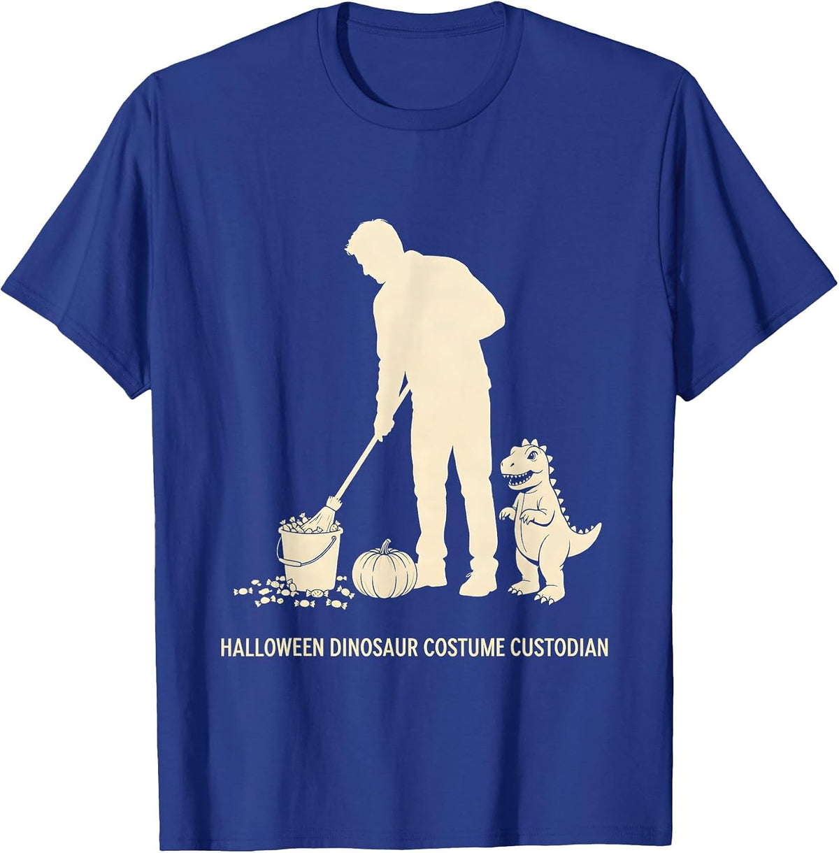 Halloween Dinosaur Costume Custodian Funny Mom Dad Family T-Shirt - Royal Blue