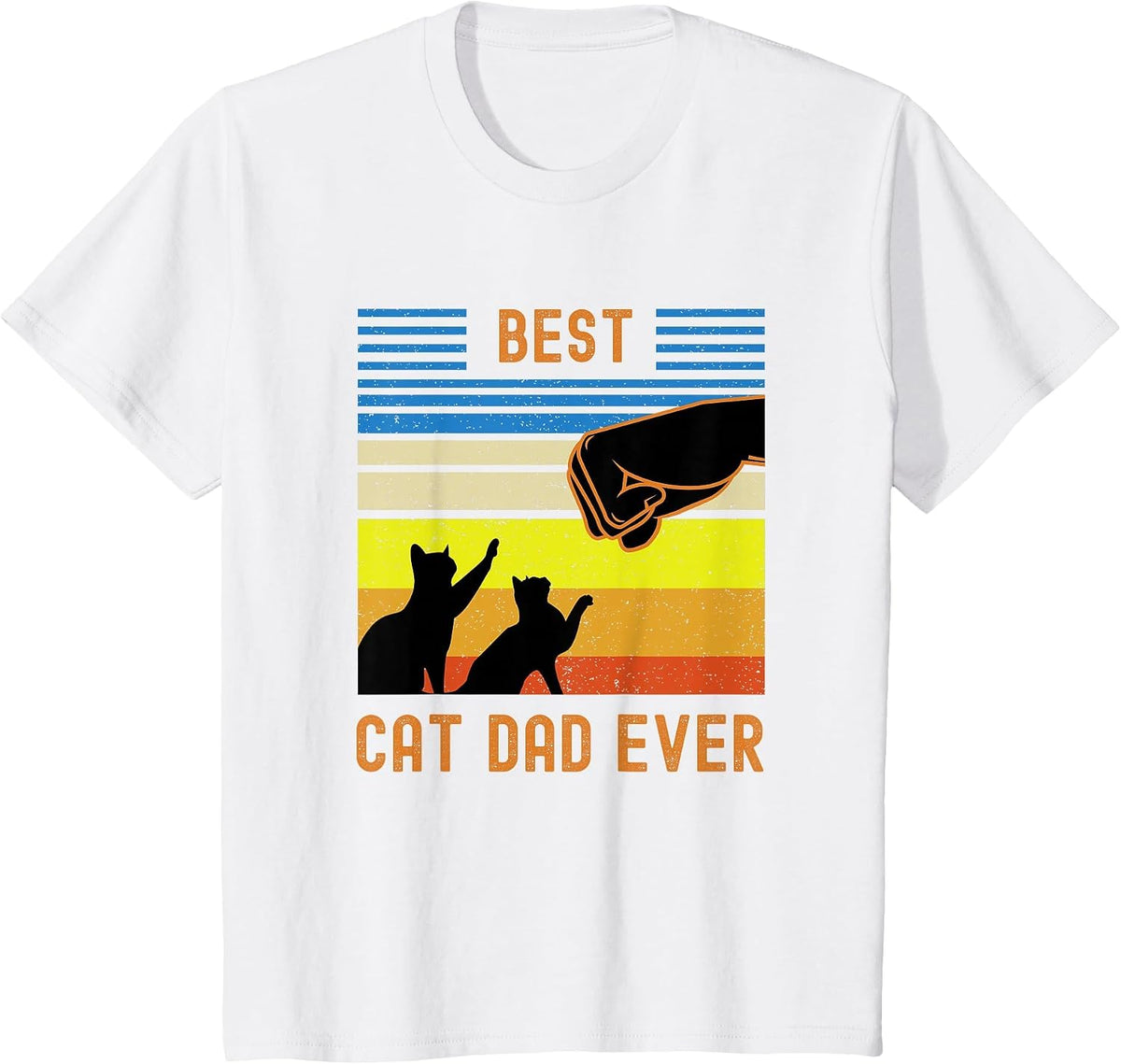 Best Cat Dad Ever Fist Bump for Fur Daddies T-Shirt - White