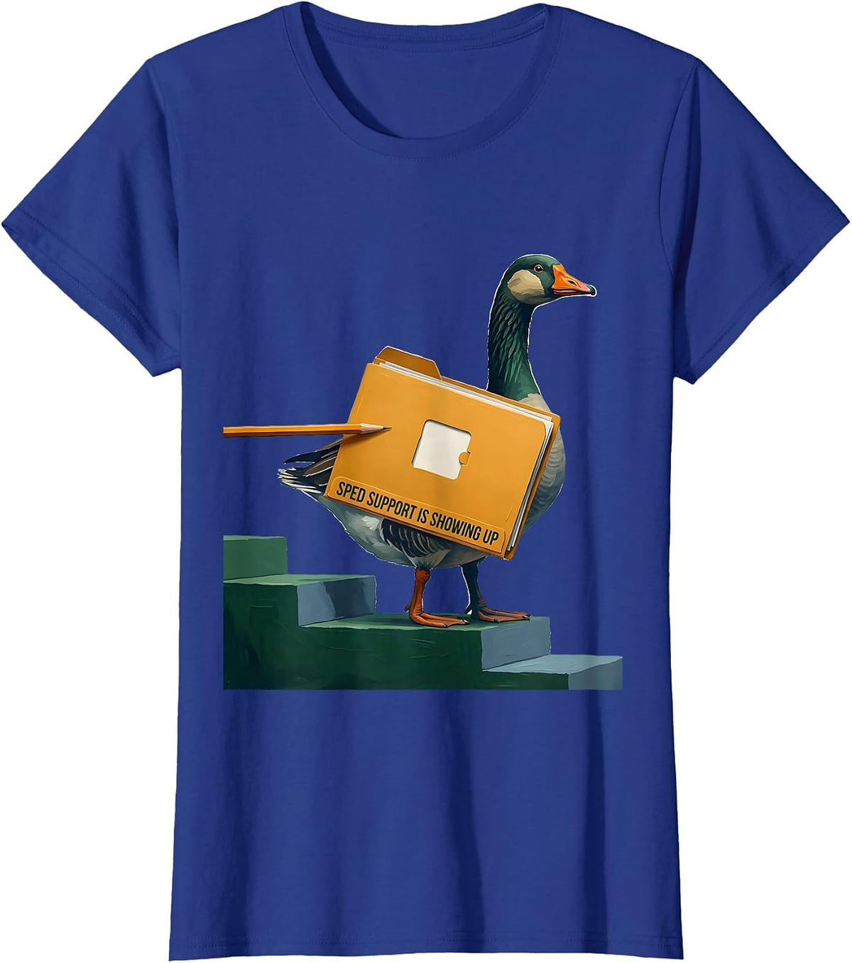 Women's SPED Support Is Showing Up Funny Special Education Teacher T-Shirt - Royal Blue