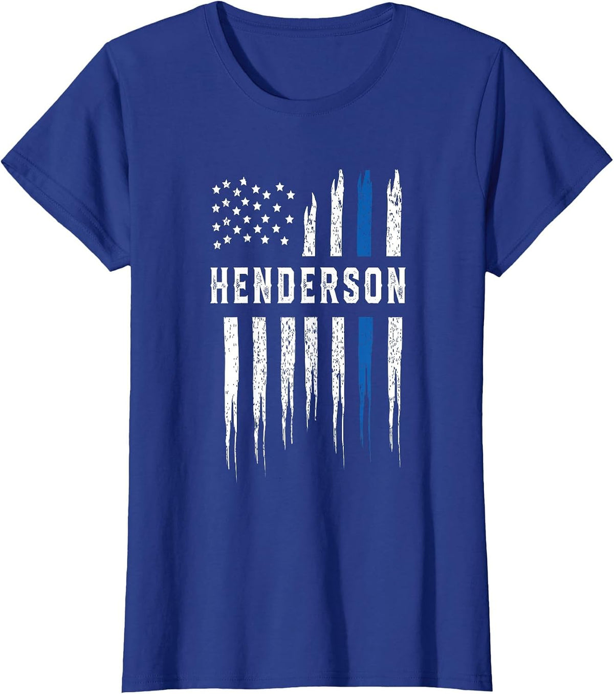 Thin Blue Line Heart Henderson Police Officer Nevada Cops T-Shirt - Royal Blue