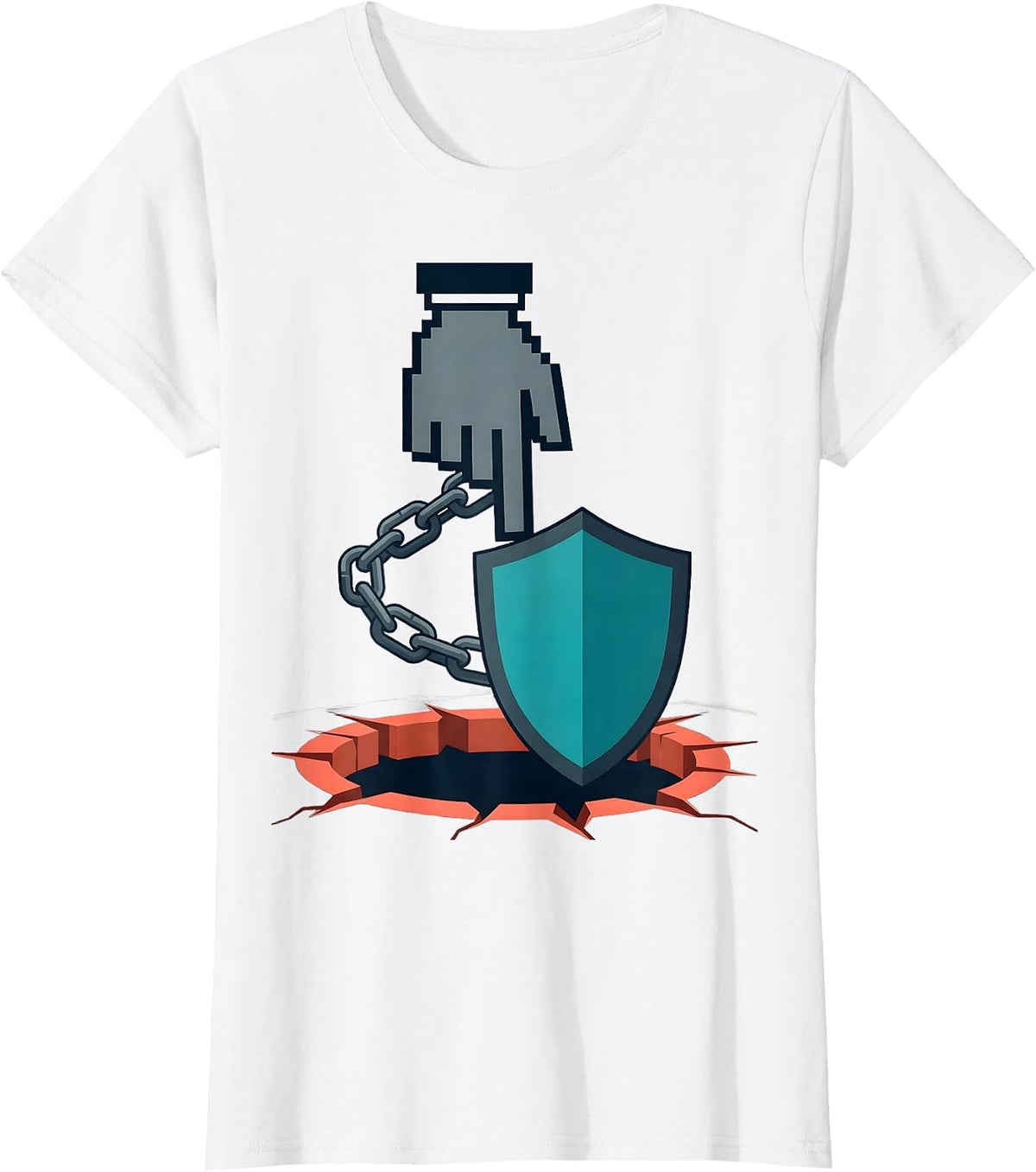 Women's Cursor Hand Shield Cybersecurity IT Security Humor T-Shirt - White