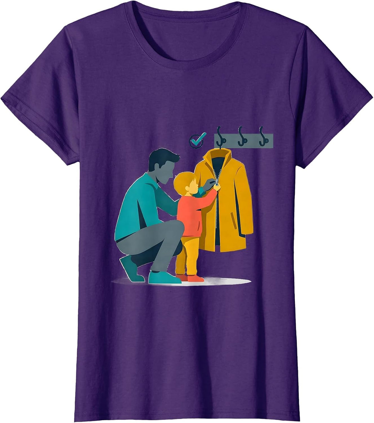 Women's Para Coach Child Mentor Appreciation Flat Vector T-Shirt - Purple