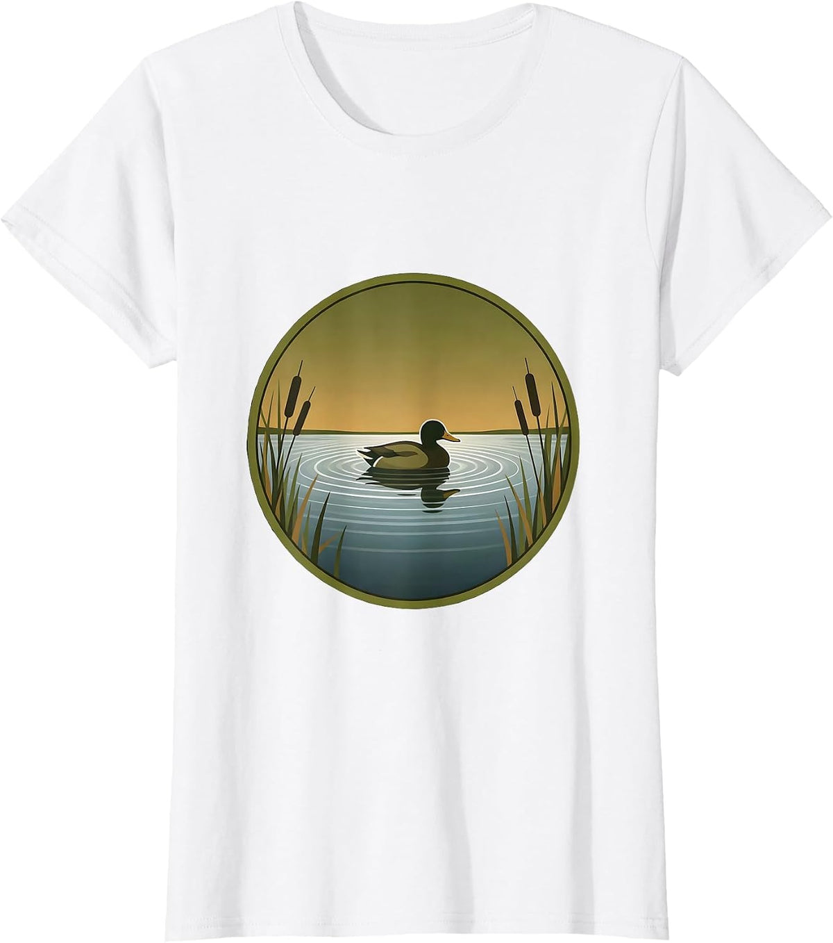 Women's Camo Duck Decoy Still Water Hunting Graphic T-Shirt - White