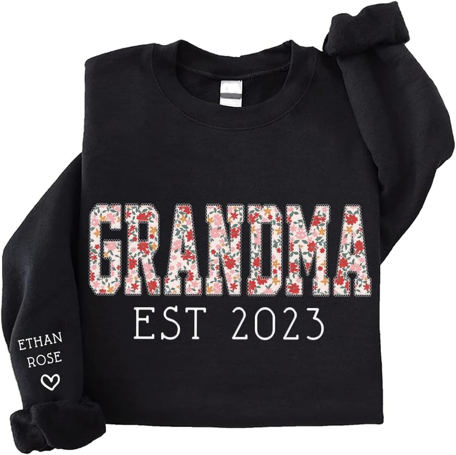 Embroidered Sweatshirt - Grandma Shirt for Mothers Day - A01