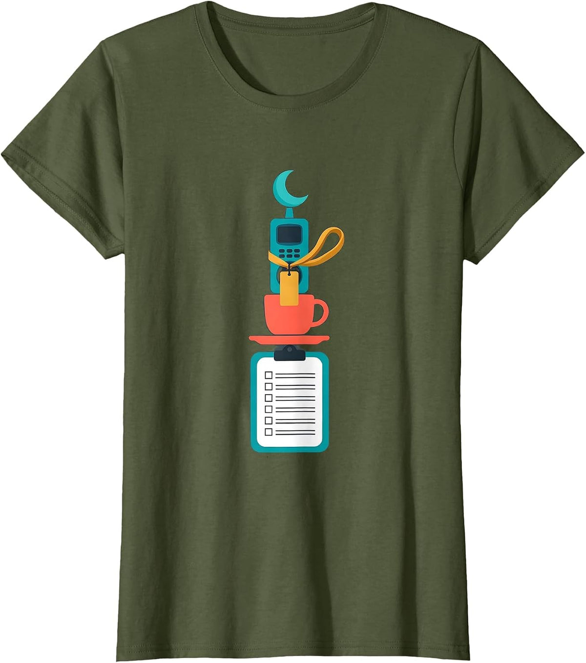 Women's Para Normal Activities Stacked Role Mascot Halloween Teacher T-Shirt - Olive Green