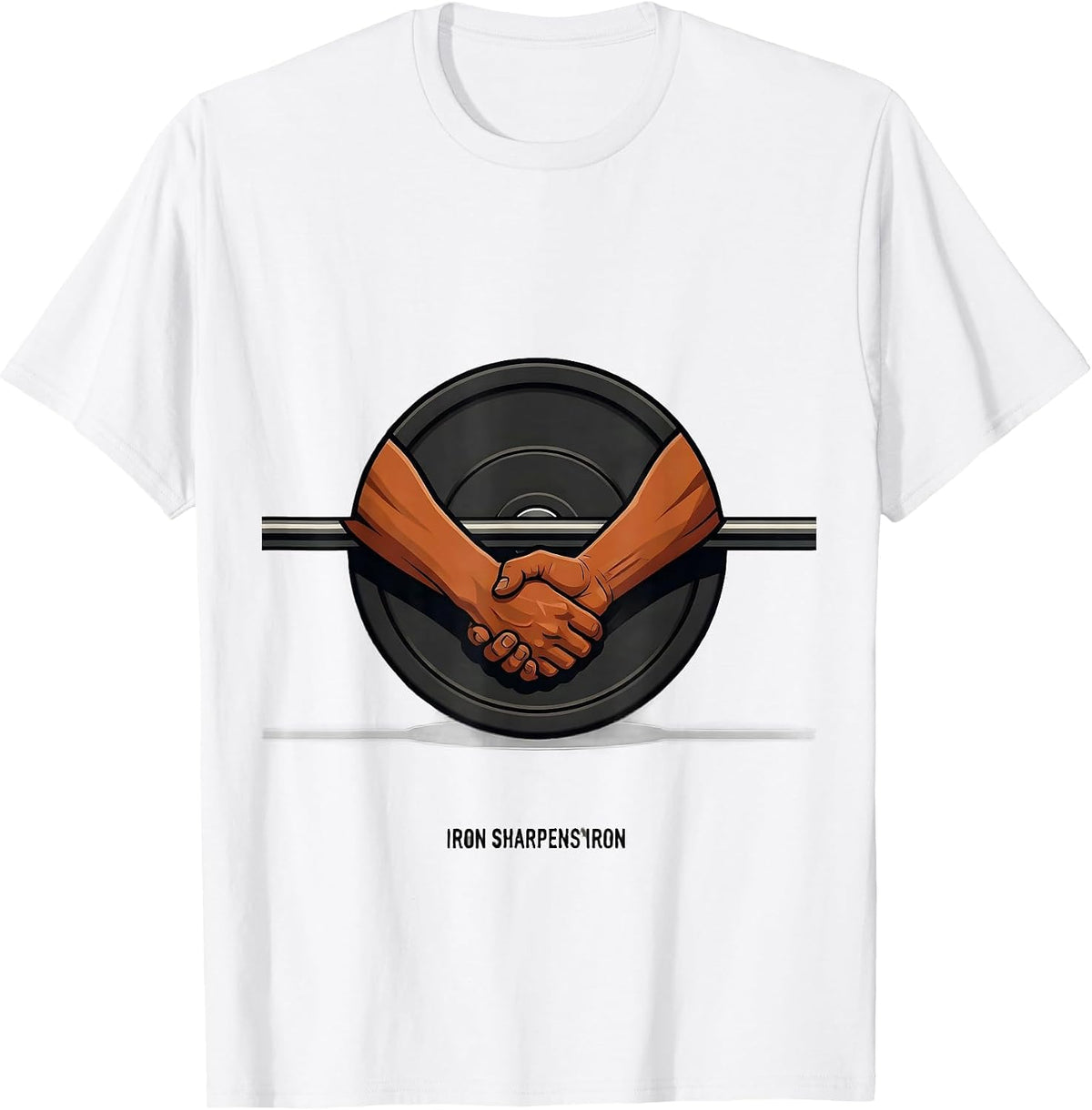 Men's Iron Sharpens Iron Editorial Conceptual Christian Gym T-Shirt - White