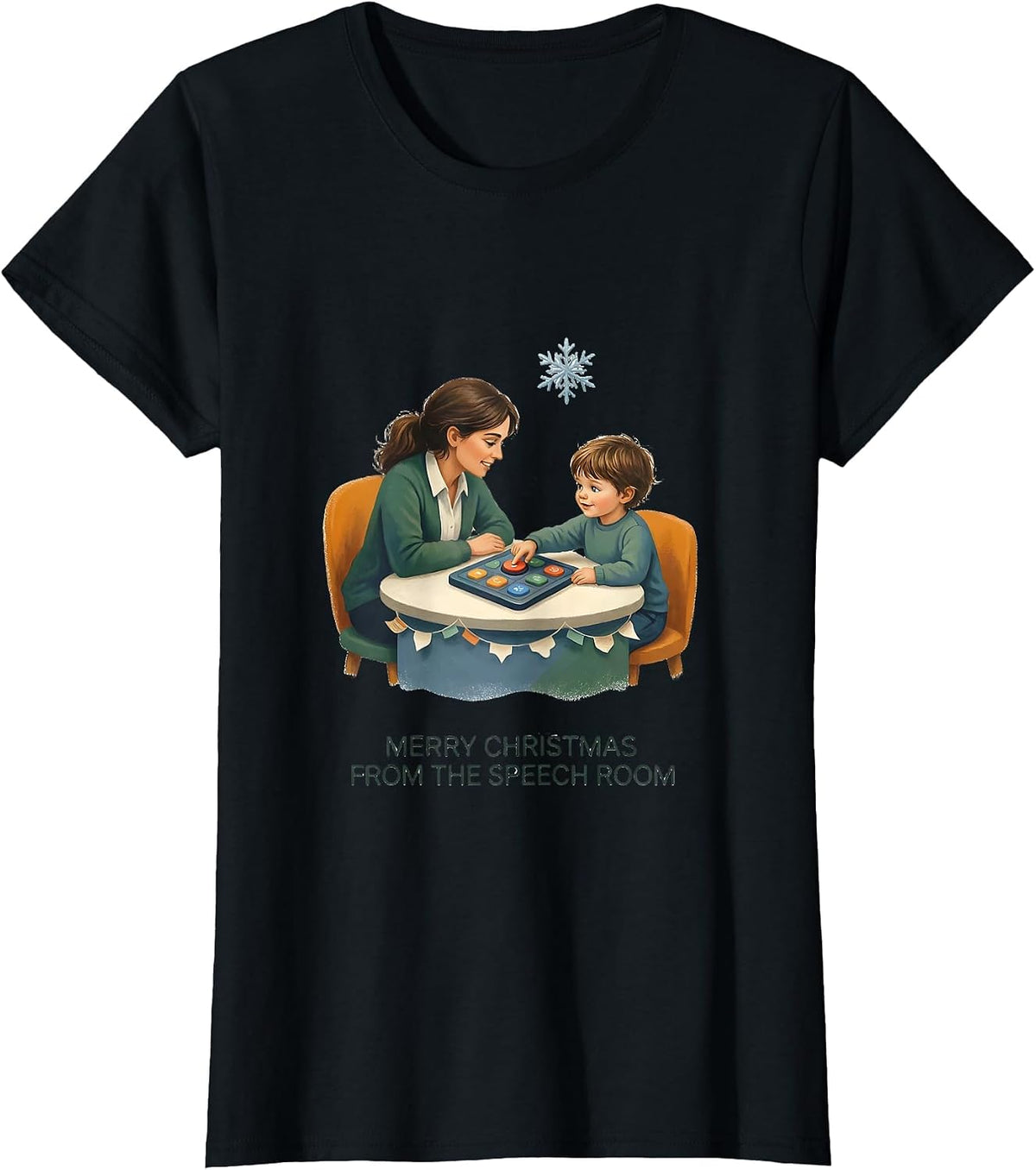 Merry Christmas From The Speech Room Retro Groovy SLP Gift T-Shirt - Black