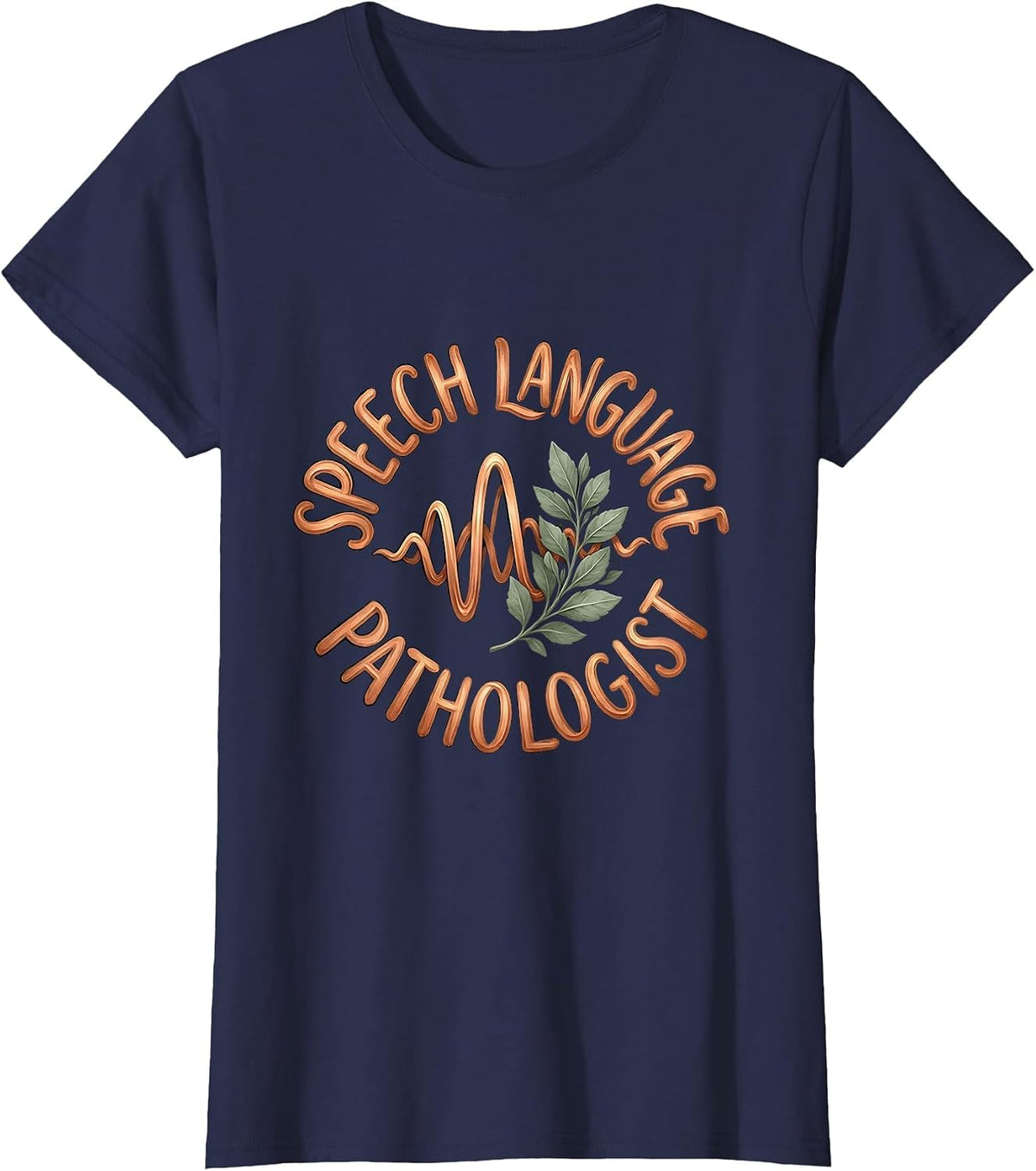Women's Speech Language Pathologist Boho Floral SLP Professional T-Shirt - Navy Blue