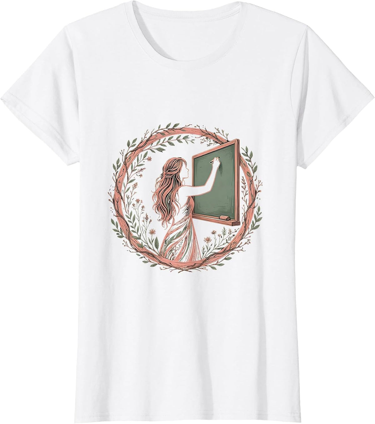 Teacher Chalkboard Illustration Classic Design T-Shirt - White