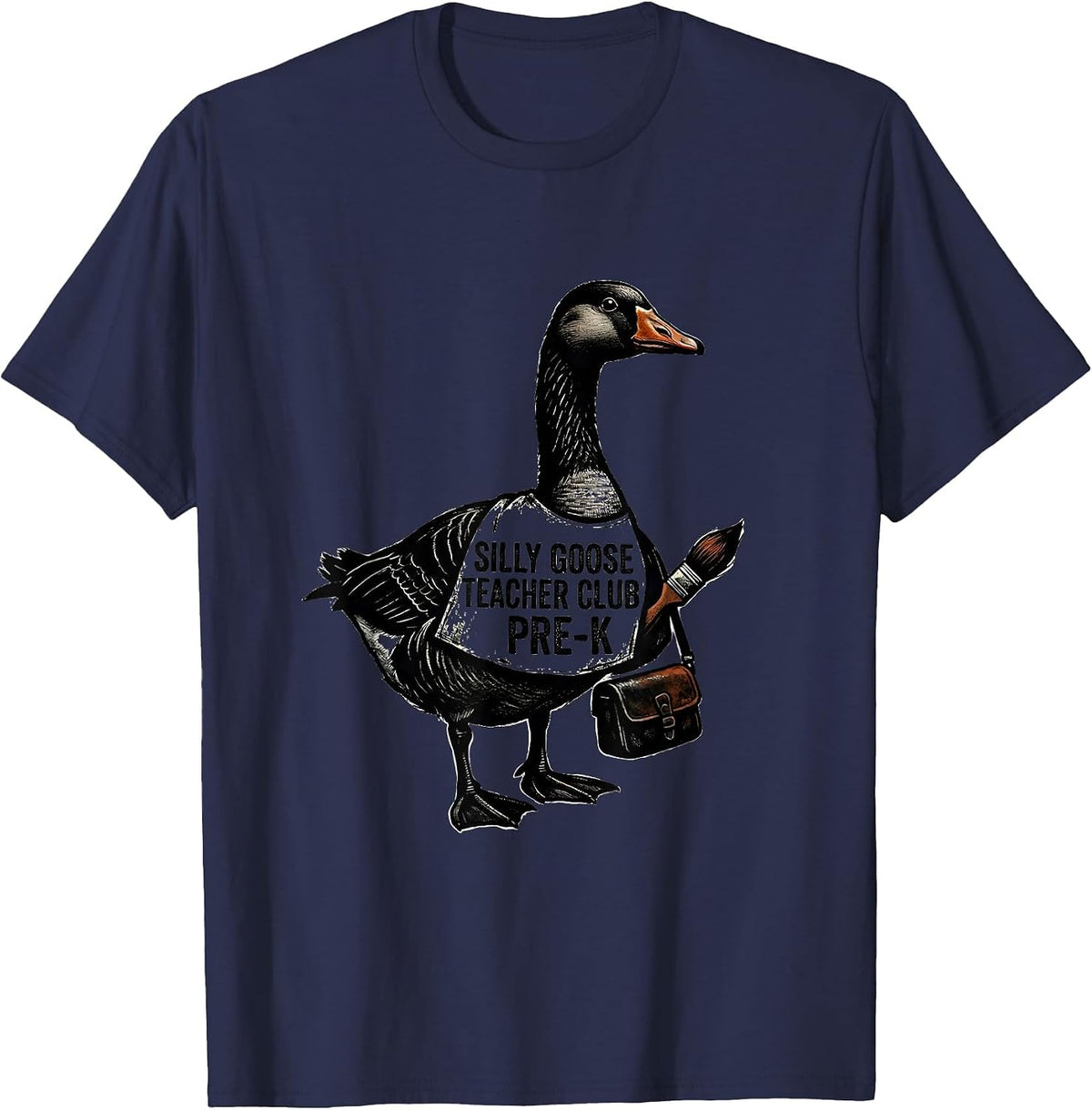 Men's Silly Goose Teacher Club Pre-K Funny Back to School T-Shirt - Navy Blue