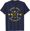 Mardi Gras Arrows New Orleans Crawfish Vintage T-Shirt - Navy Blue