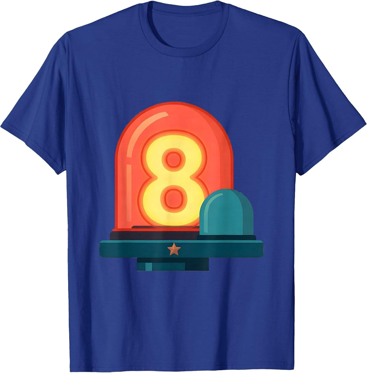 Men's Future Police Officer Kids Costume Play Flat Vector T-Shirt - Royal Blue