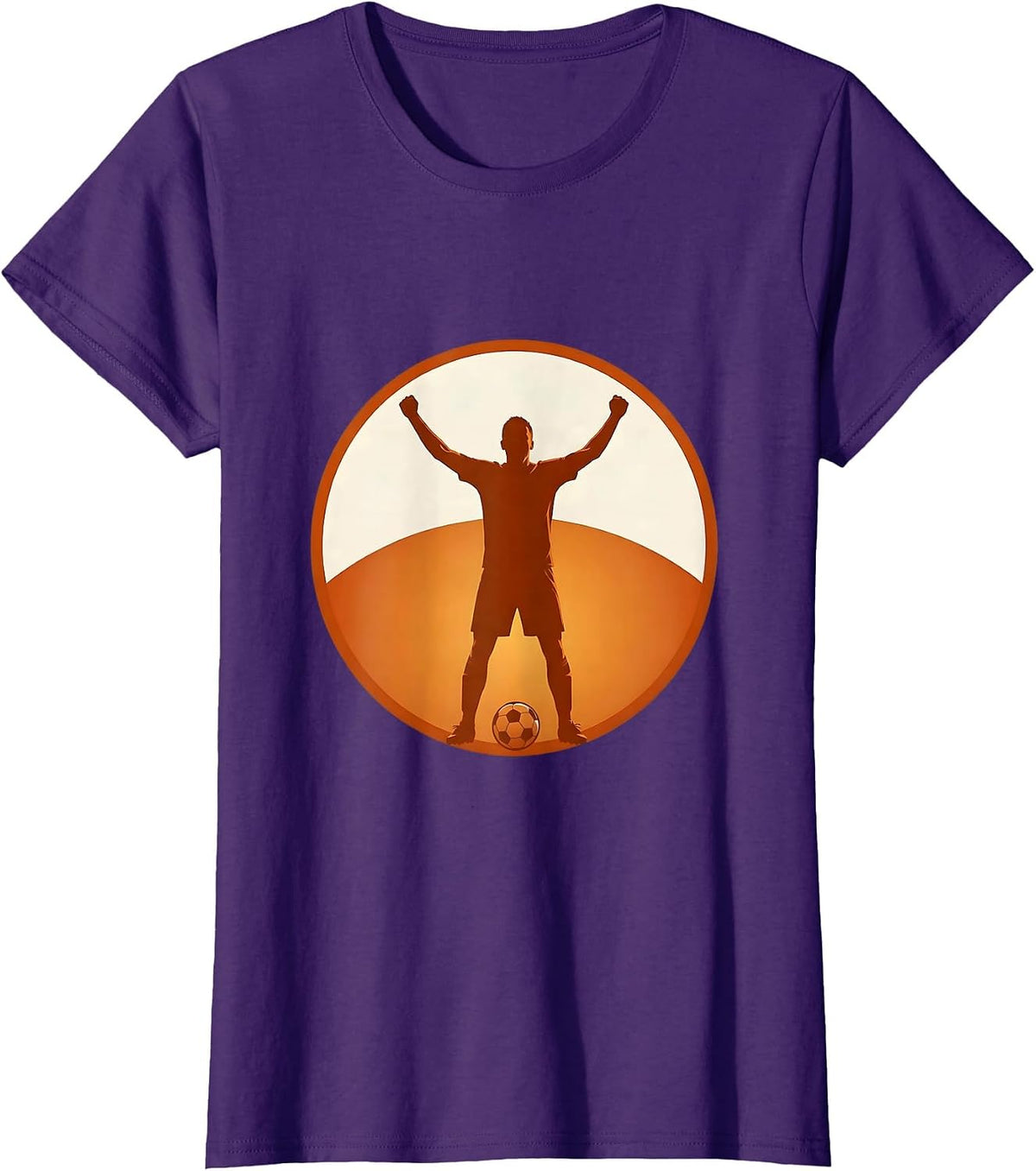 Women's Soccer Dad Cheering at Sunset Graphic Tee T-Shirt - Purple