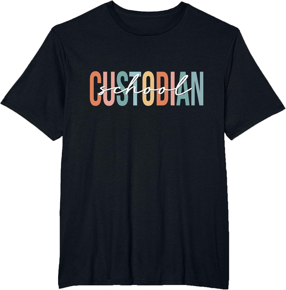 Boho Retro Vintage School Custodian Back to School T-Shirt - Black