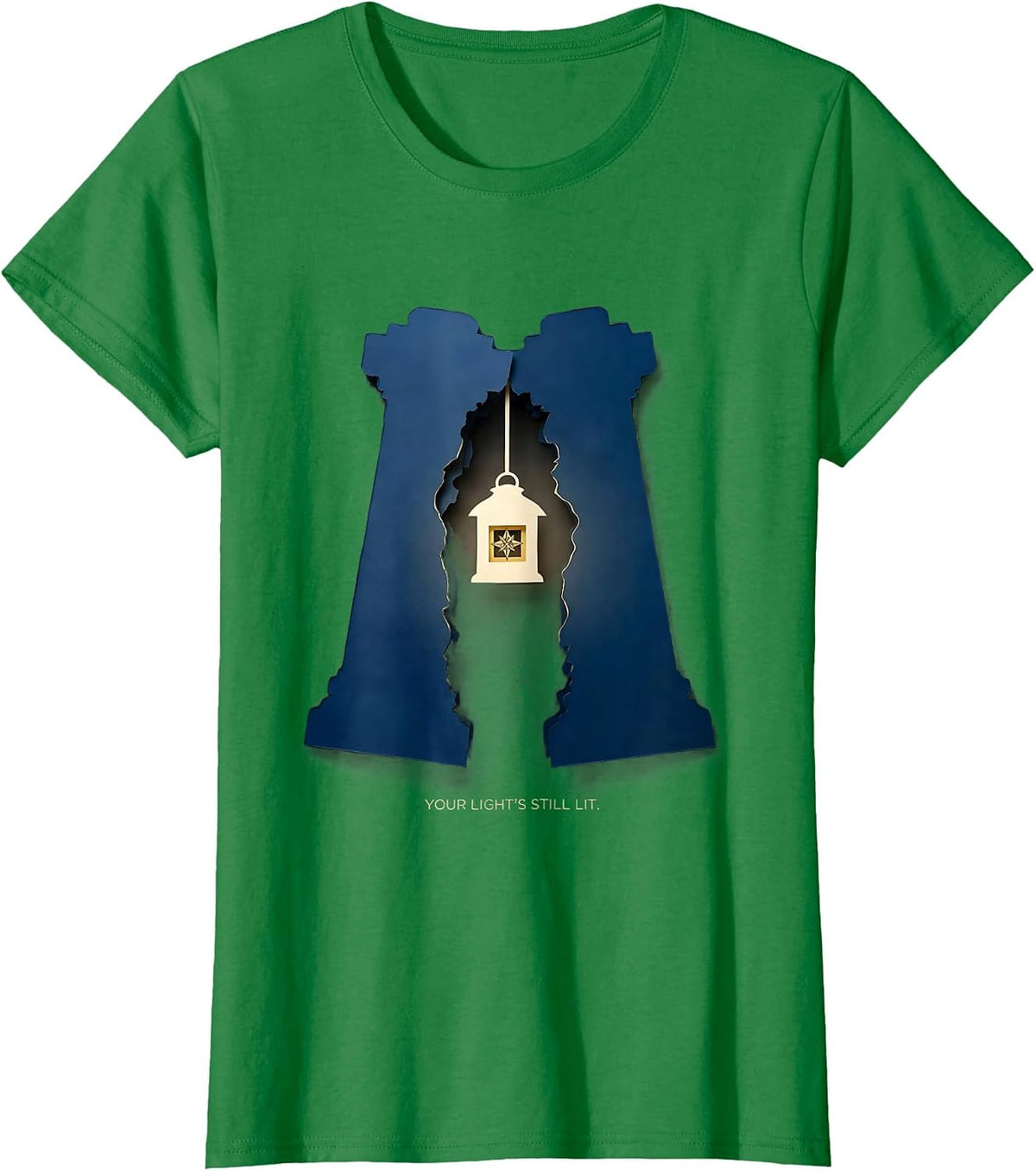 Women's Your Light's Still Lit Masonic Square Compass Freemason T-Shirt - Kelly Green